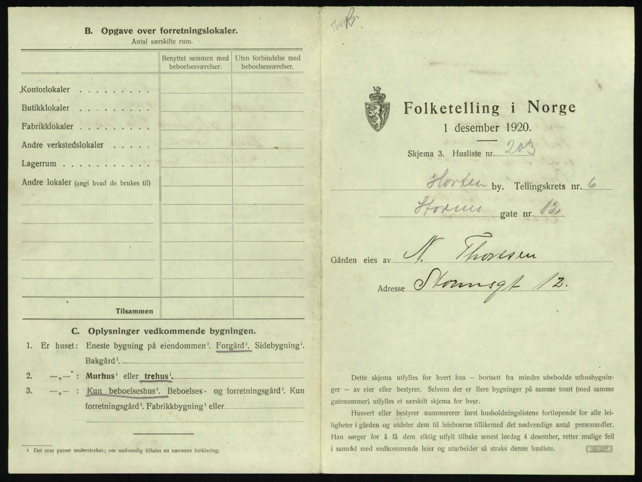 SAKO, 1920 census for Horten, 1920, p. 2387