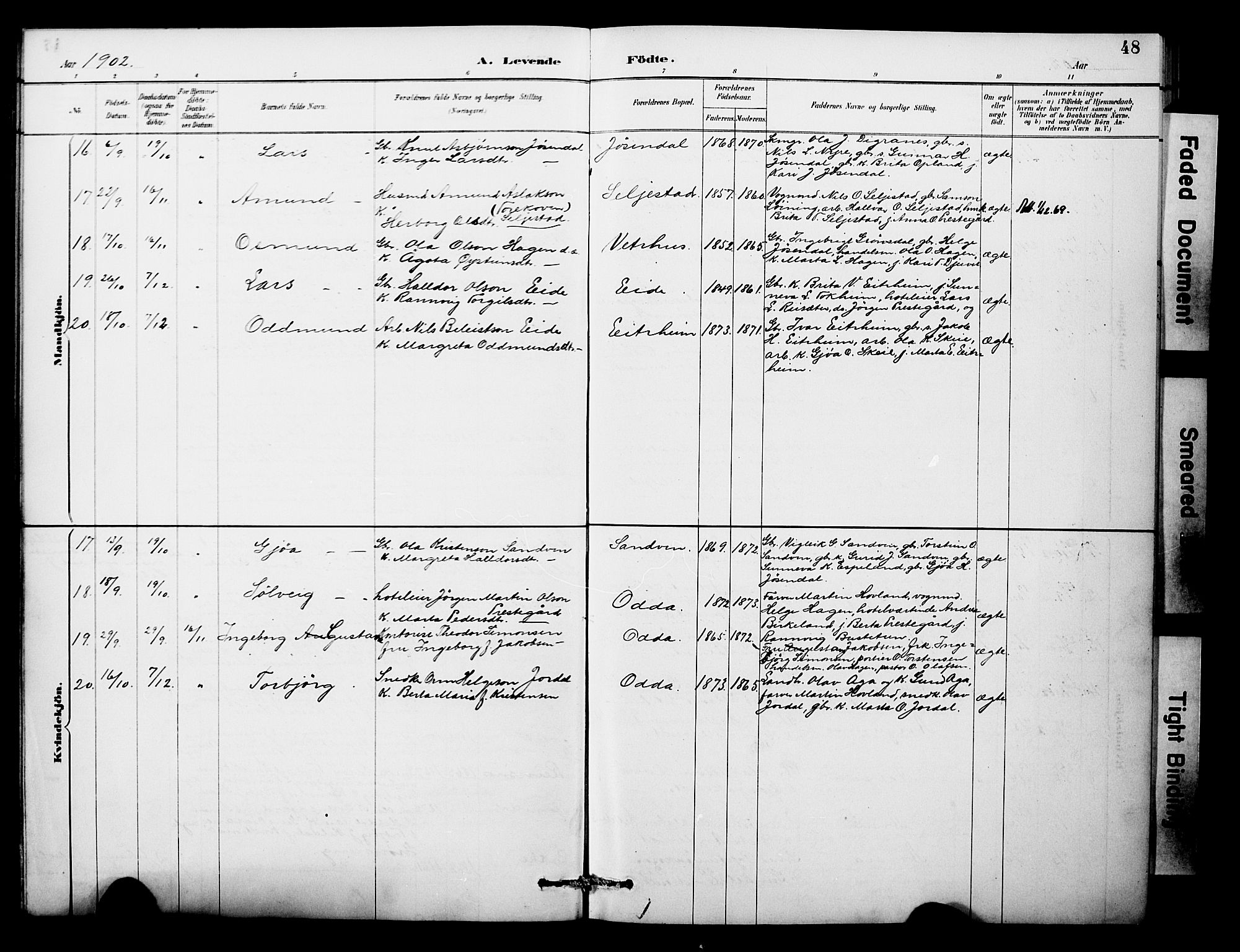 Odda Sokneprestembete, AV/SAB-A-77201/H/Hab: Parish register (copy) no. A 7, 1887-1912, p. 48