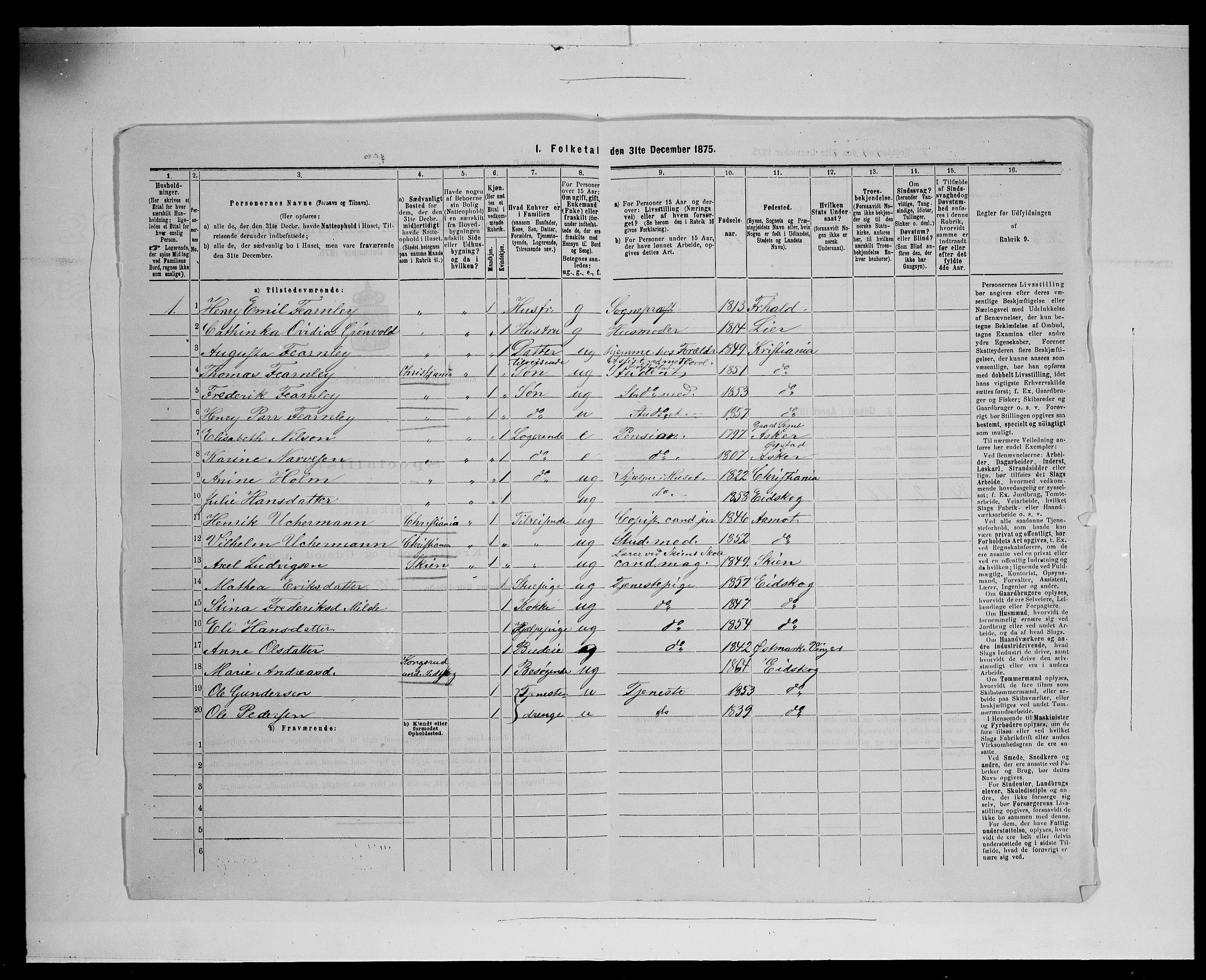 SAH, 1875 census for 0420P Eidskog, 1875, p. 961