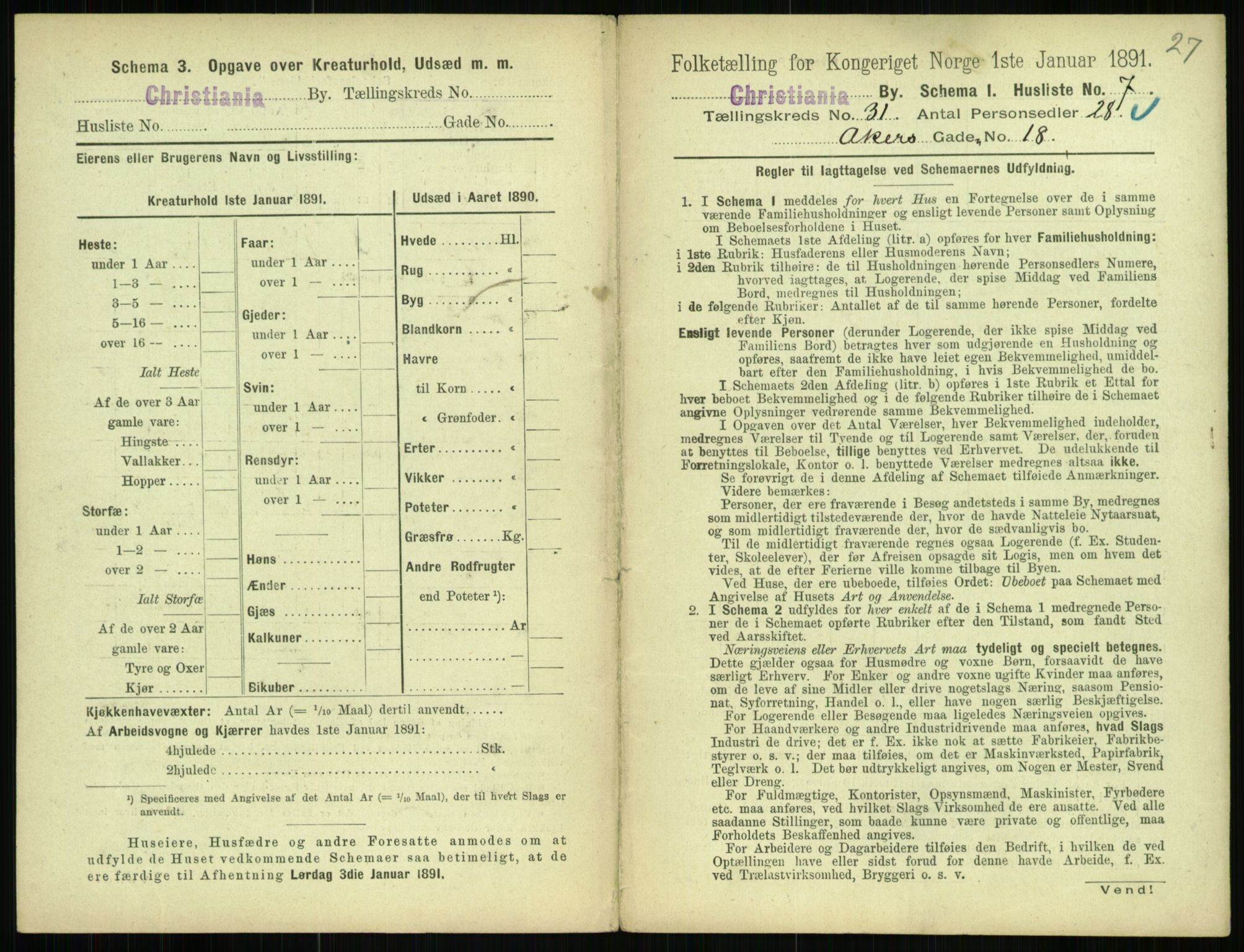 RA, 1891 census for 0301 Kristiania, 1891, p. 15854