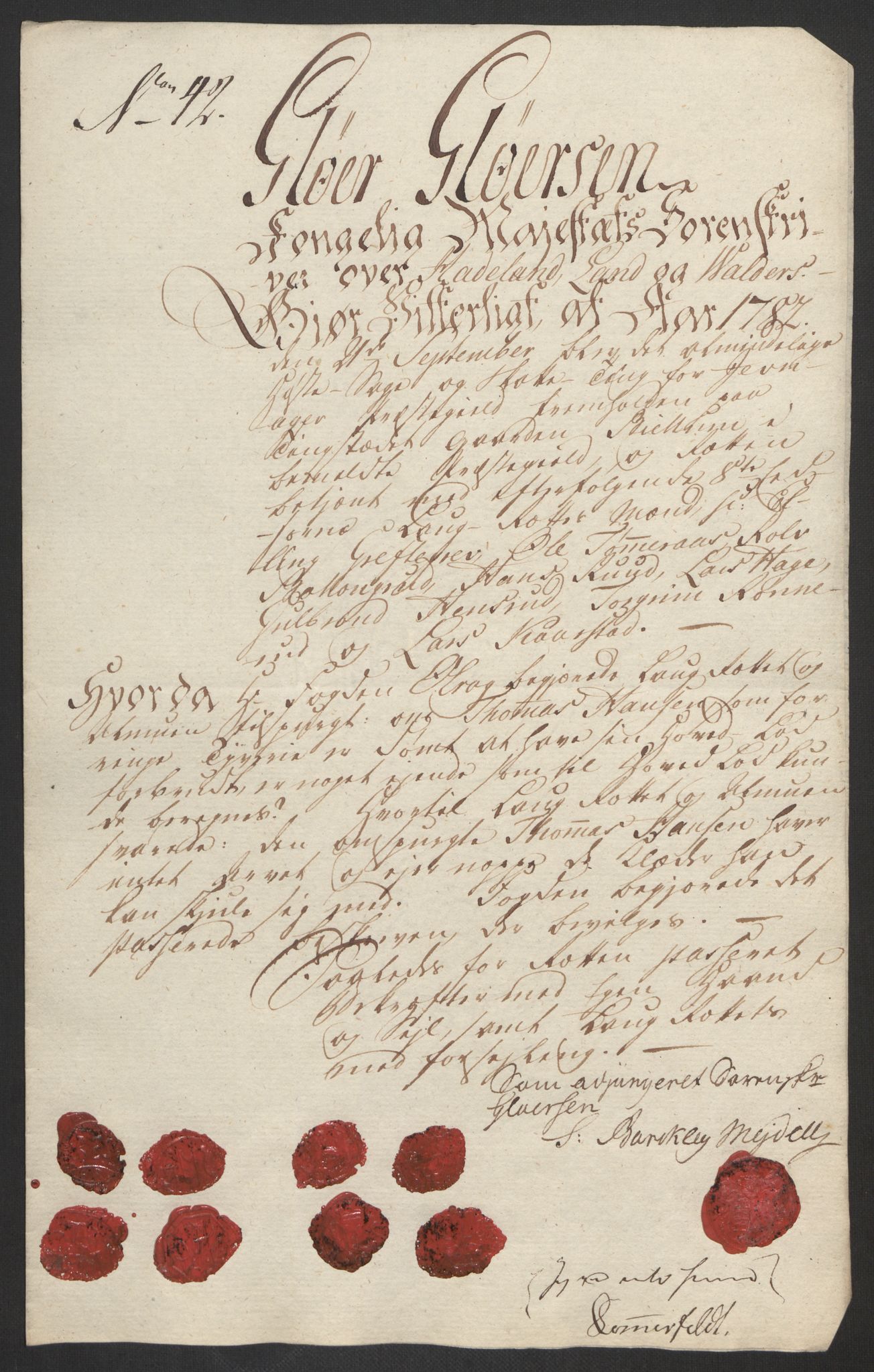 Rentekammeret inntil 1814, Reviderte regnskaper, Fogderegnskap, AV/RA-EA-4092/R19/L1369: Fogderegnskap Toten, Hadeland og Vardal, 1782, p. 168