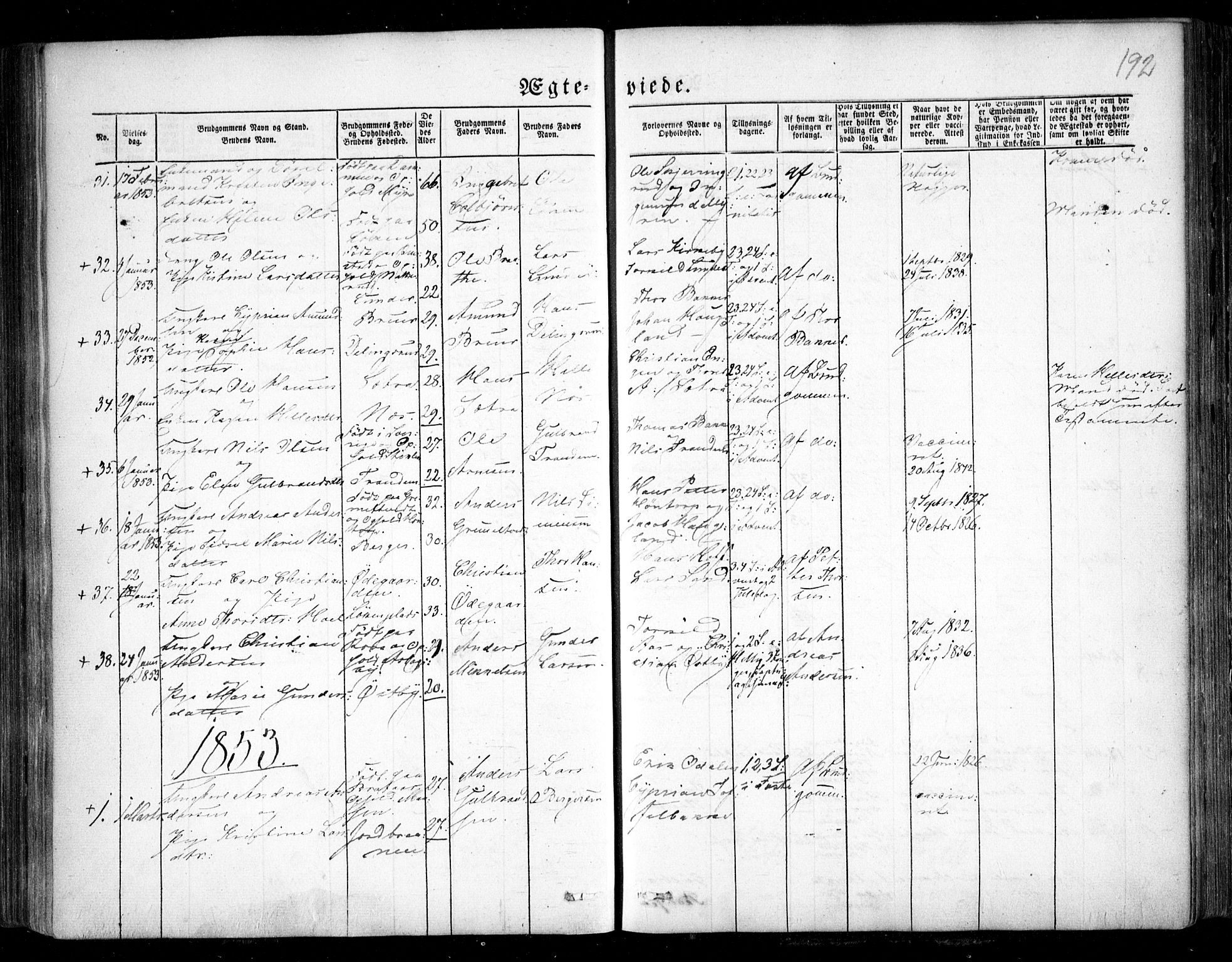 Trøgstad prestekontor Kirkebøker, SAO/A-10925/F/Fa/L0007: Parish register (official) no. I 7, 1845-1854, p. 192