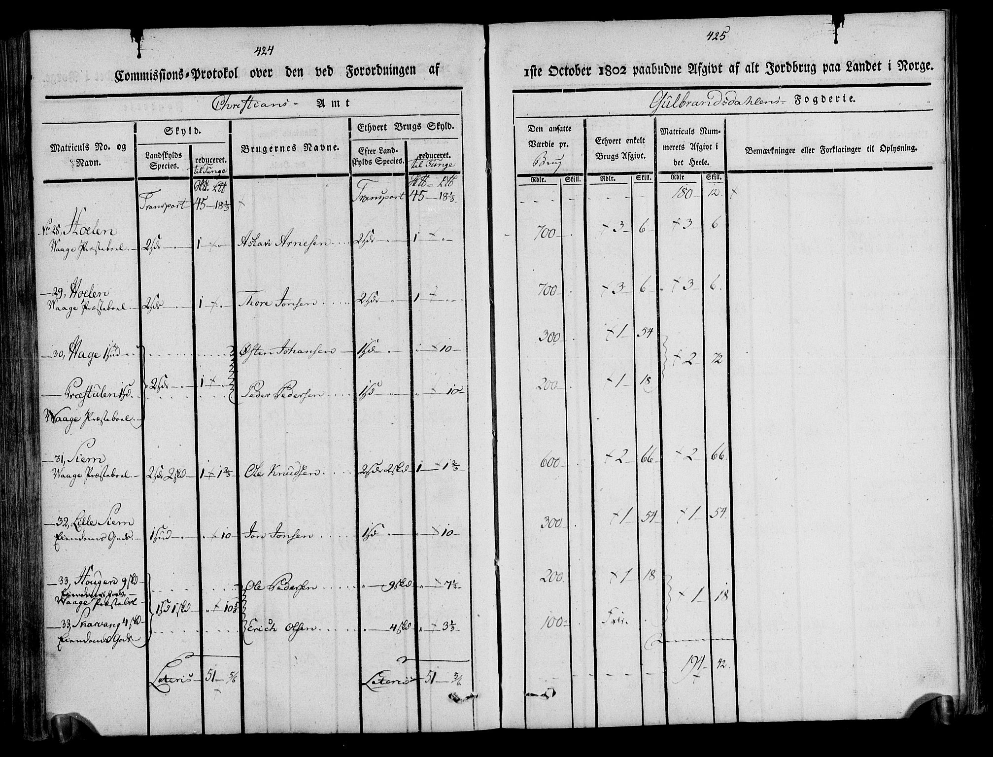 Rentekammeret inntil 1814, Realistisk ordnet avdeling, AV/RA-EA-4070/N/Ne/Nea/L0039: Gudbrandsdalen fogderi. Kommisjonsprotokoll, 1803, p. 218