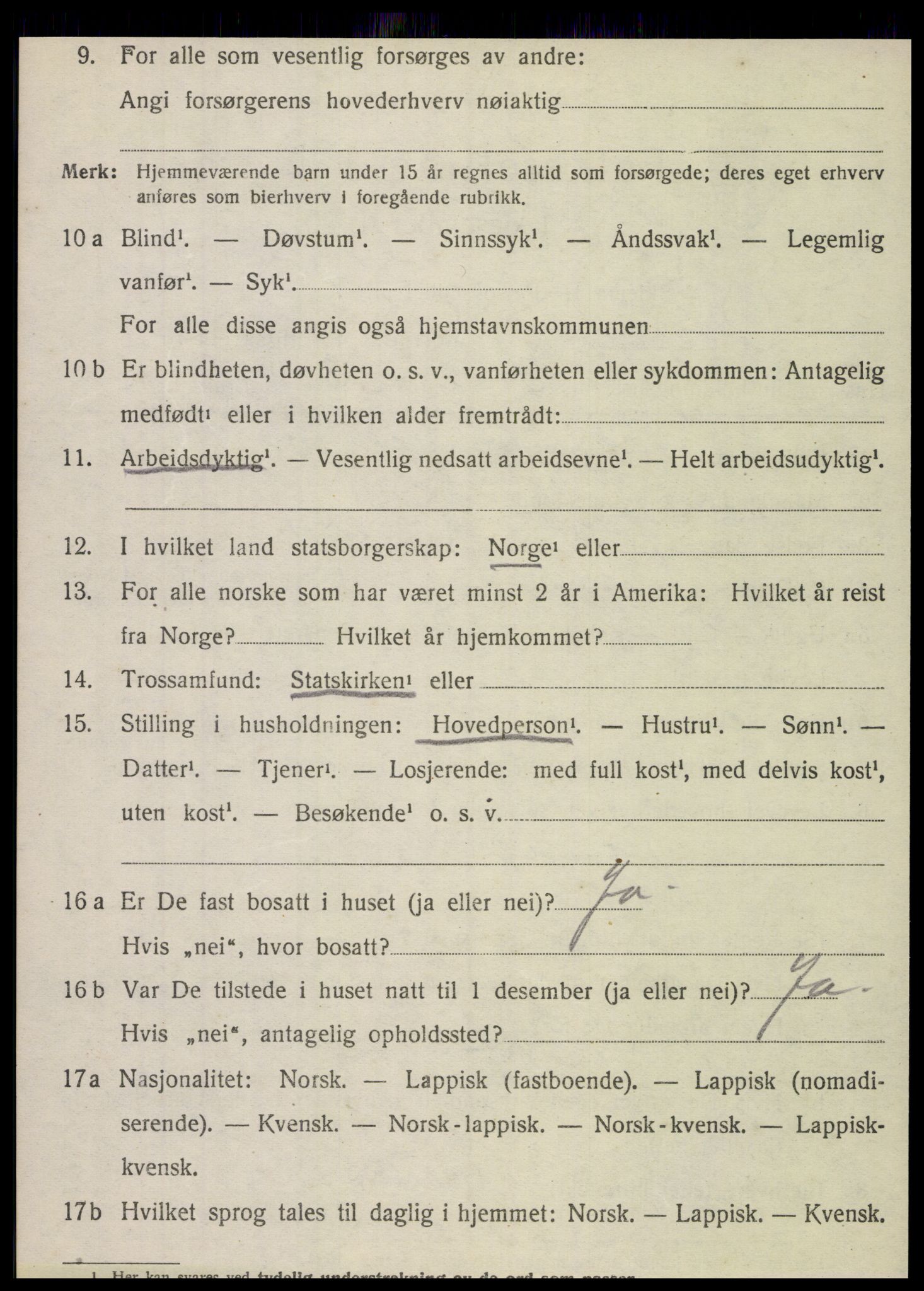 SAT, 1920 census for Dønnes, 1920, p. 2903