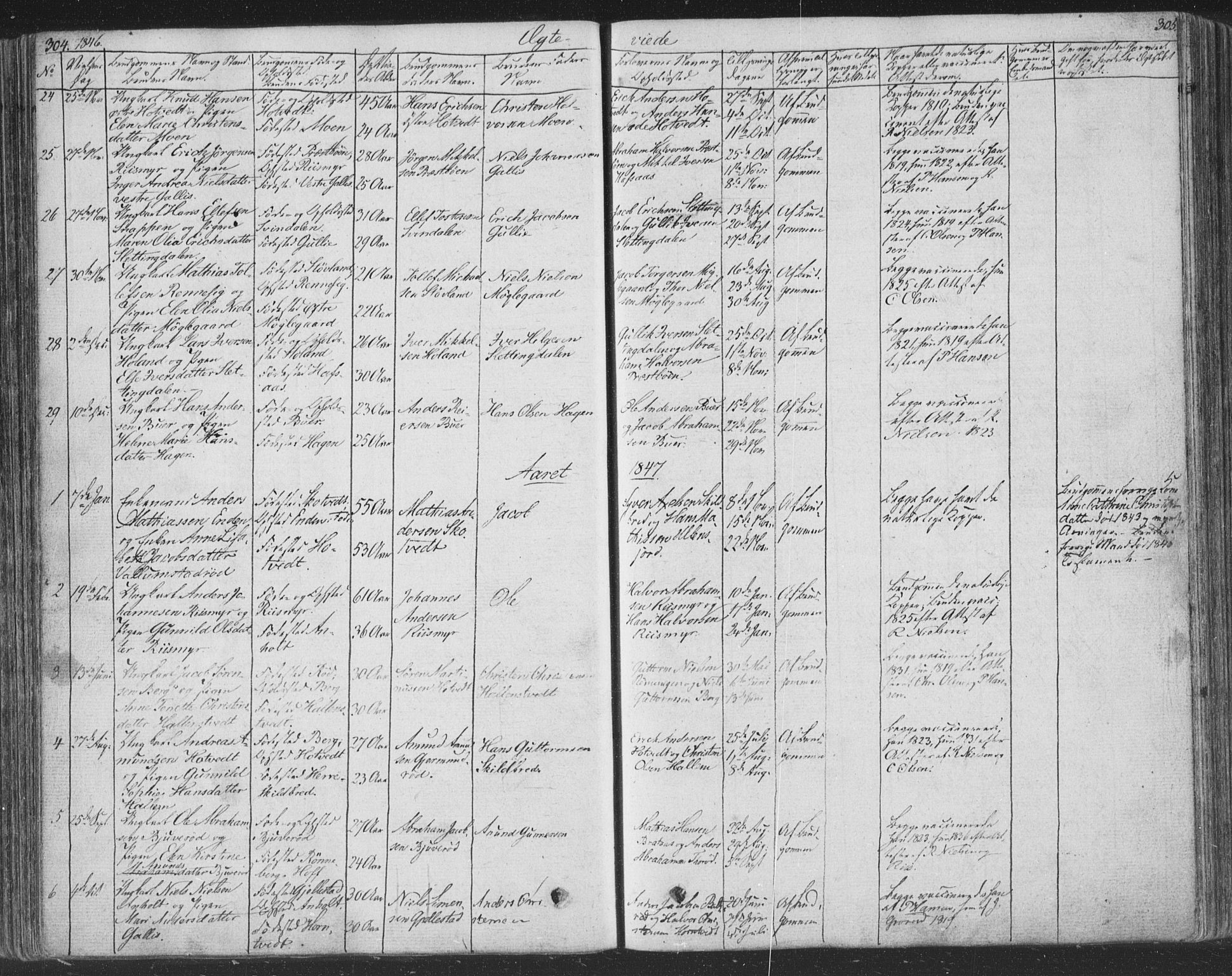 Andebu kirkebøker, AV/SAKO-A-336/F/Fa/L0004: Parish register (official) no. 4, 1829-1856, p. 304-305