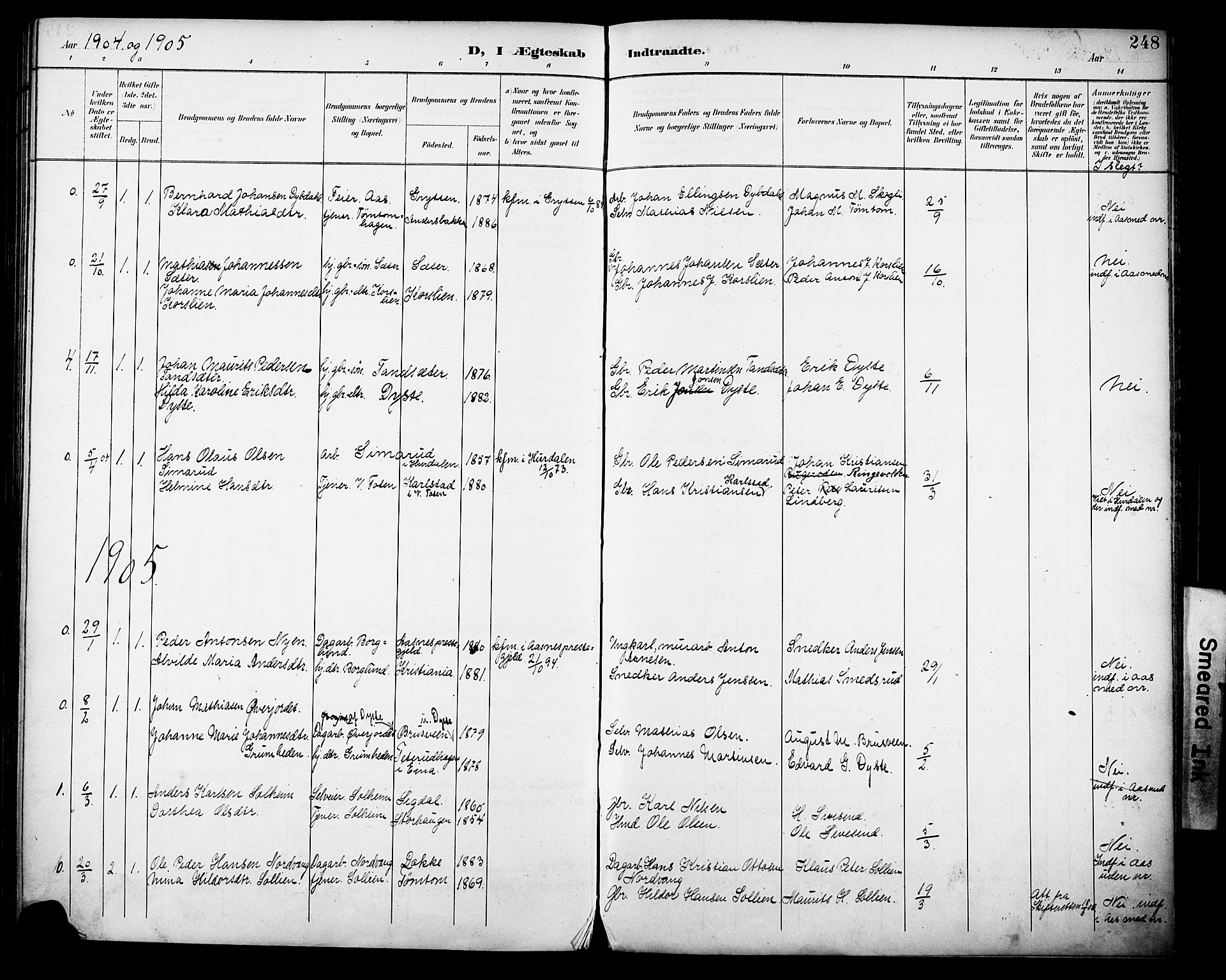Vestre Toten prestekontor, SAH/PREST-108/H/Ha/Haa/L0013: Parish register (official) no. 13, 1895-1911, p. 248