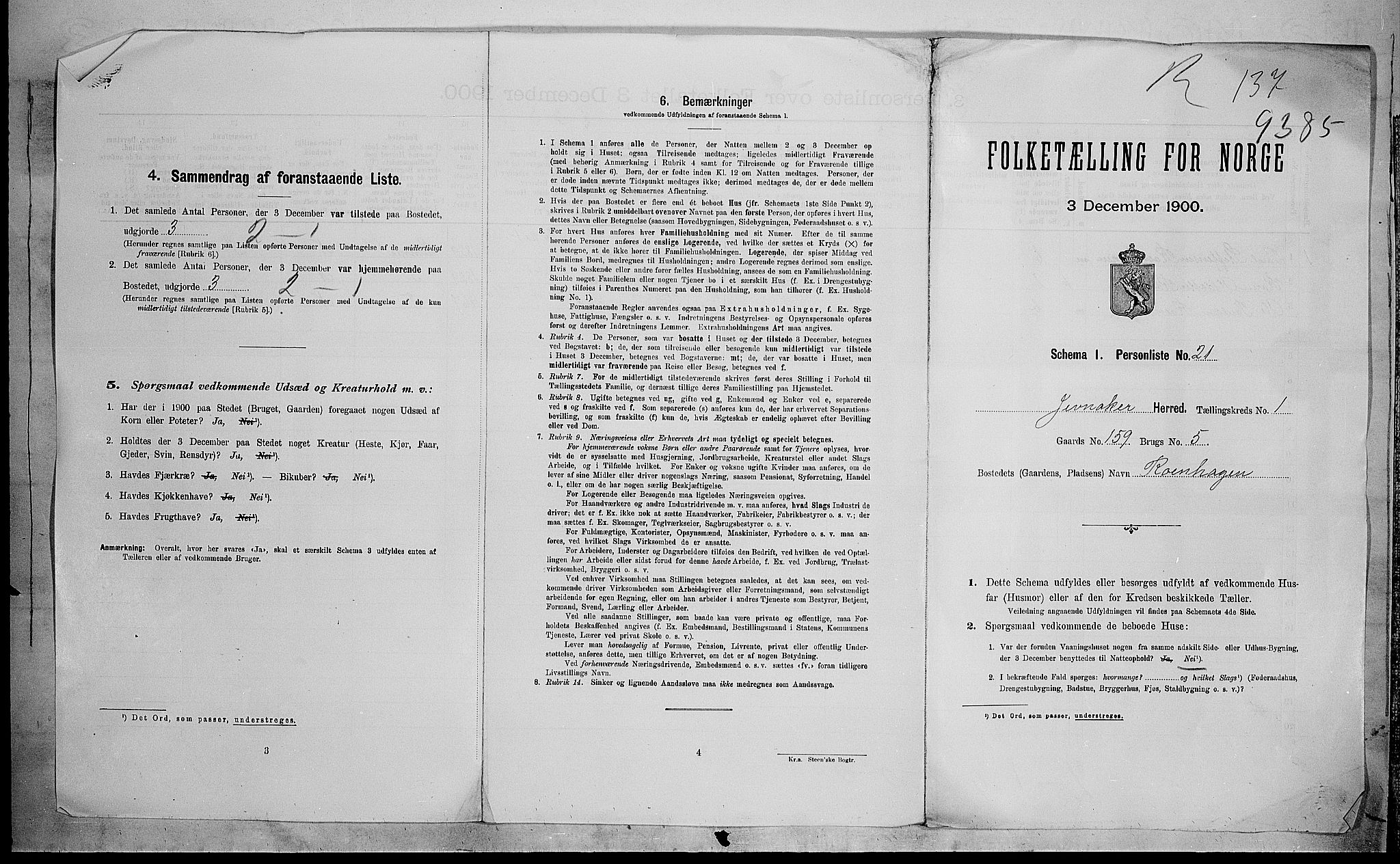 SAH, 1900 census for Jevnaker, 1900, p. 38