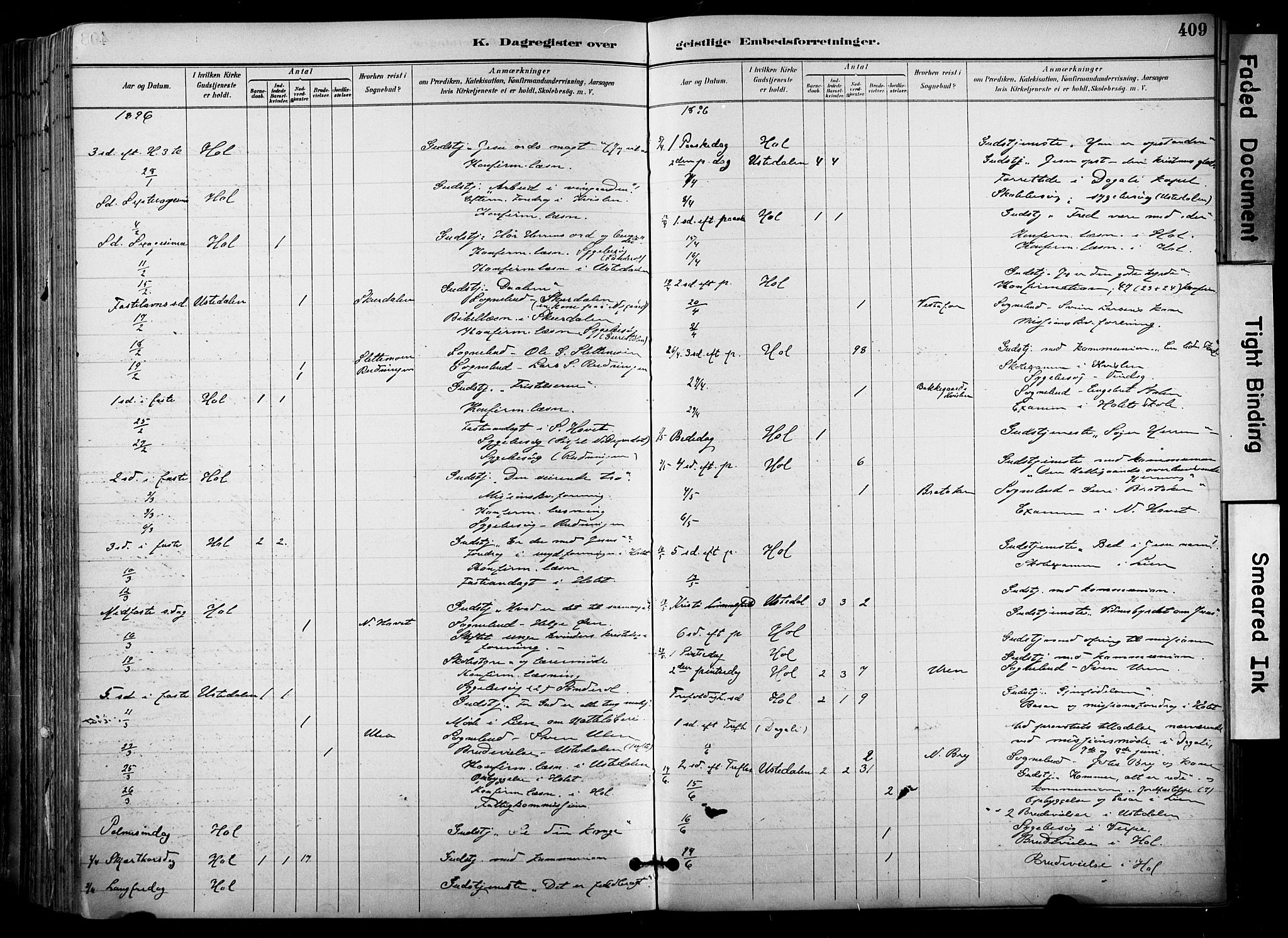 Hol kirkebøker, AV/SAKO-A-227/F/Fa/L0003: Parish register (official) no. I 3, 1887-1918, p. 409