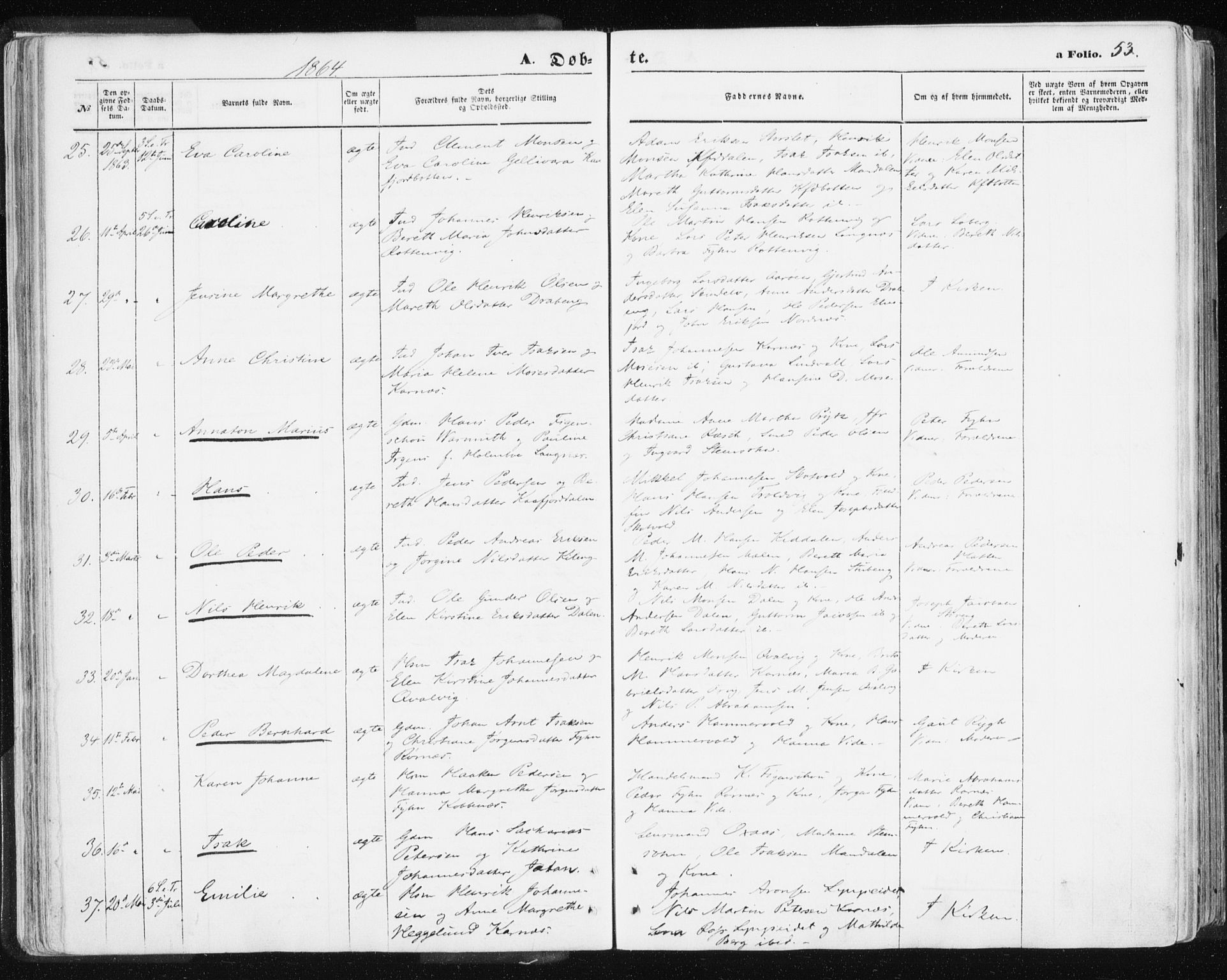 Lyngen sokneprestembete, SATØ/S-1289/H/He/Hea/L0005kirke: Parish register (official) no. 5, 1859-1869, p. 53