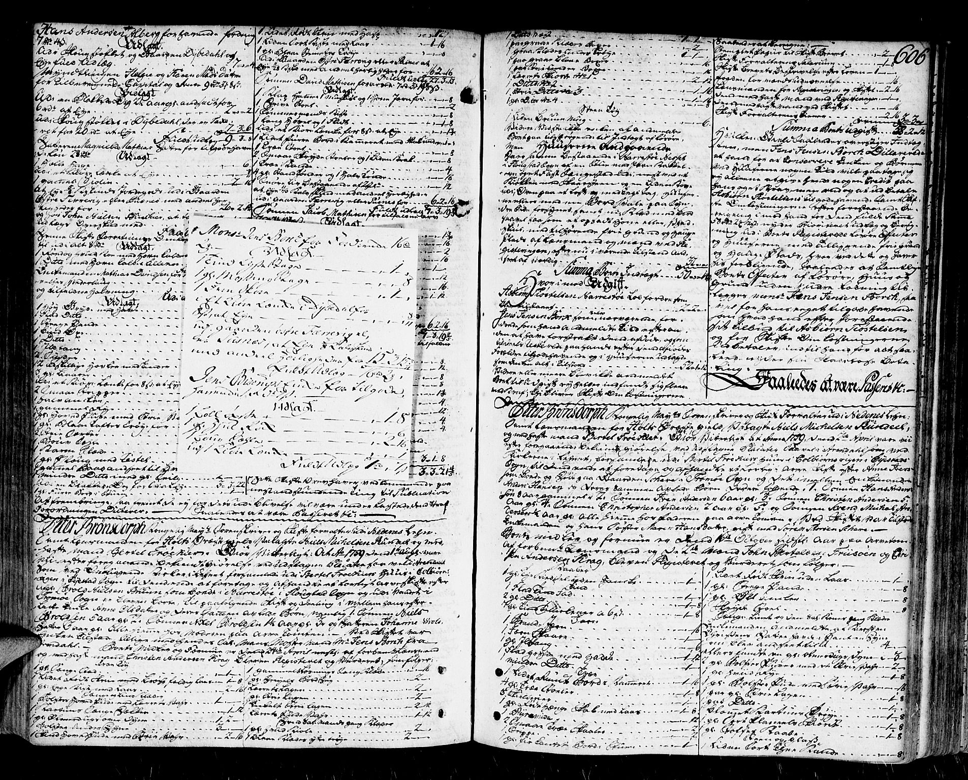 Nedenes sorenskriveri før 1824, SAK/1221-0007/H/Hc/L0026: Skifteprotokoll med register nr 19a, 1755-1760, p. 605b-606a