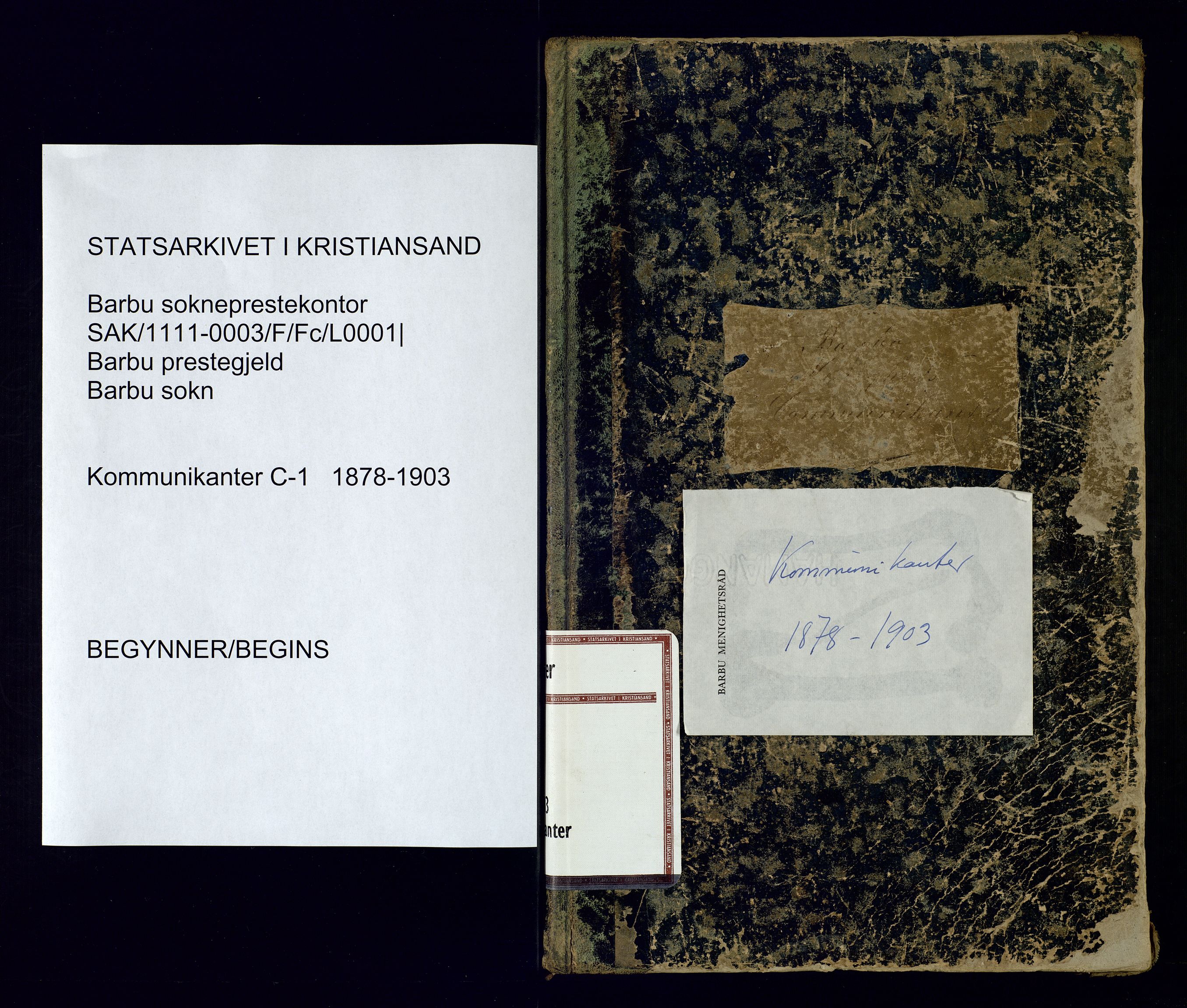 Barbu sokneprestkontor, SAK/1111-0003/F/Fc/L0001: Communicants register no. C-1, 1878-1903