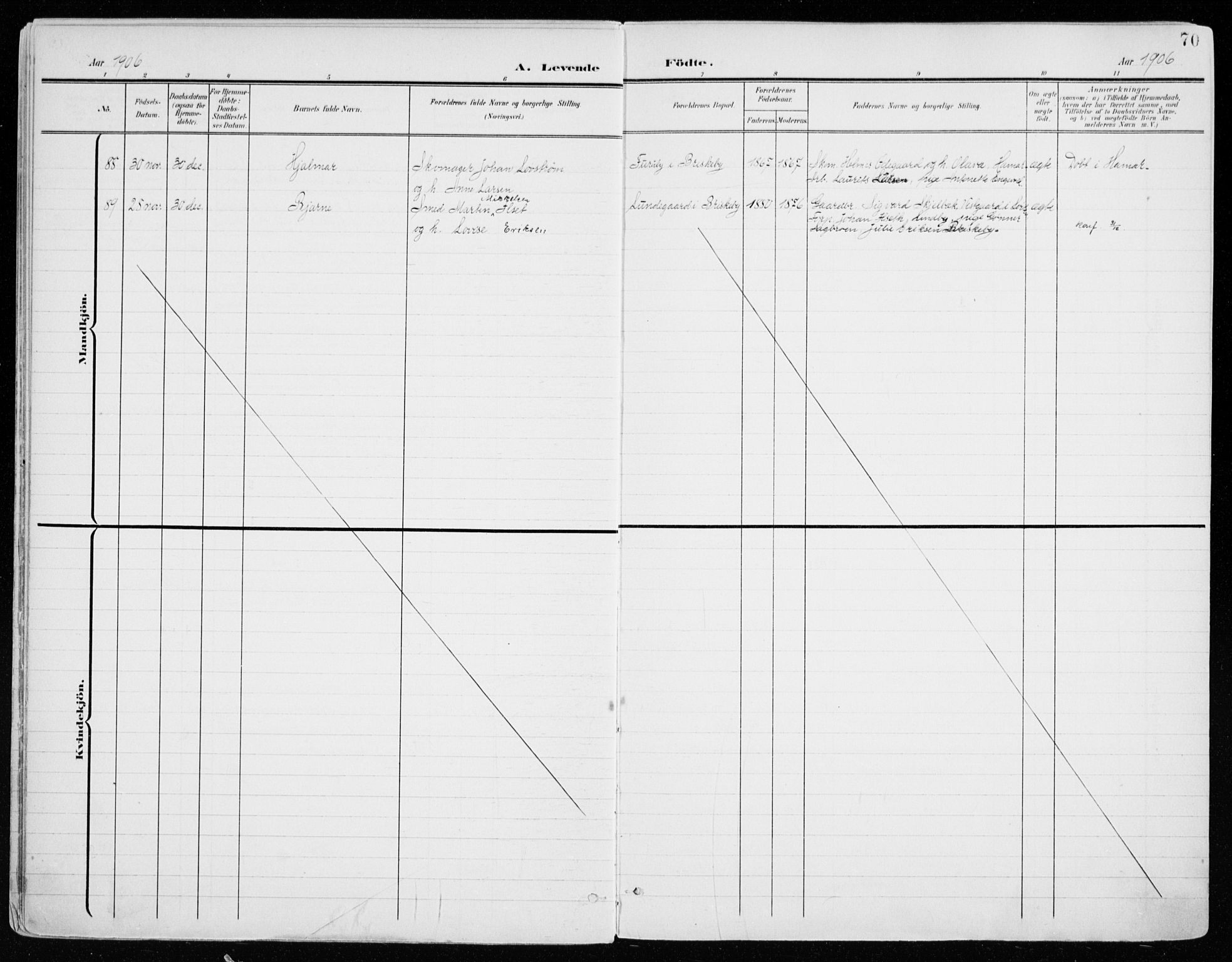 Vang prestekontor, Hedmark, AV/SAH-PREST-008/H/Ha/Haa/L0021: Parish register (official) no. 21, 1902-1917, p. 70