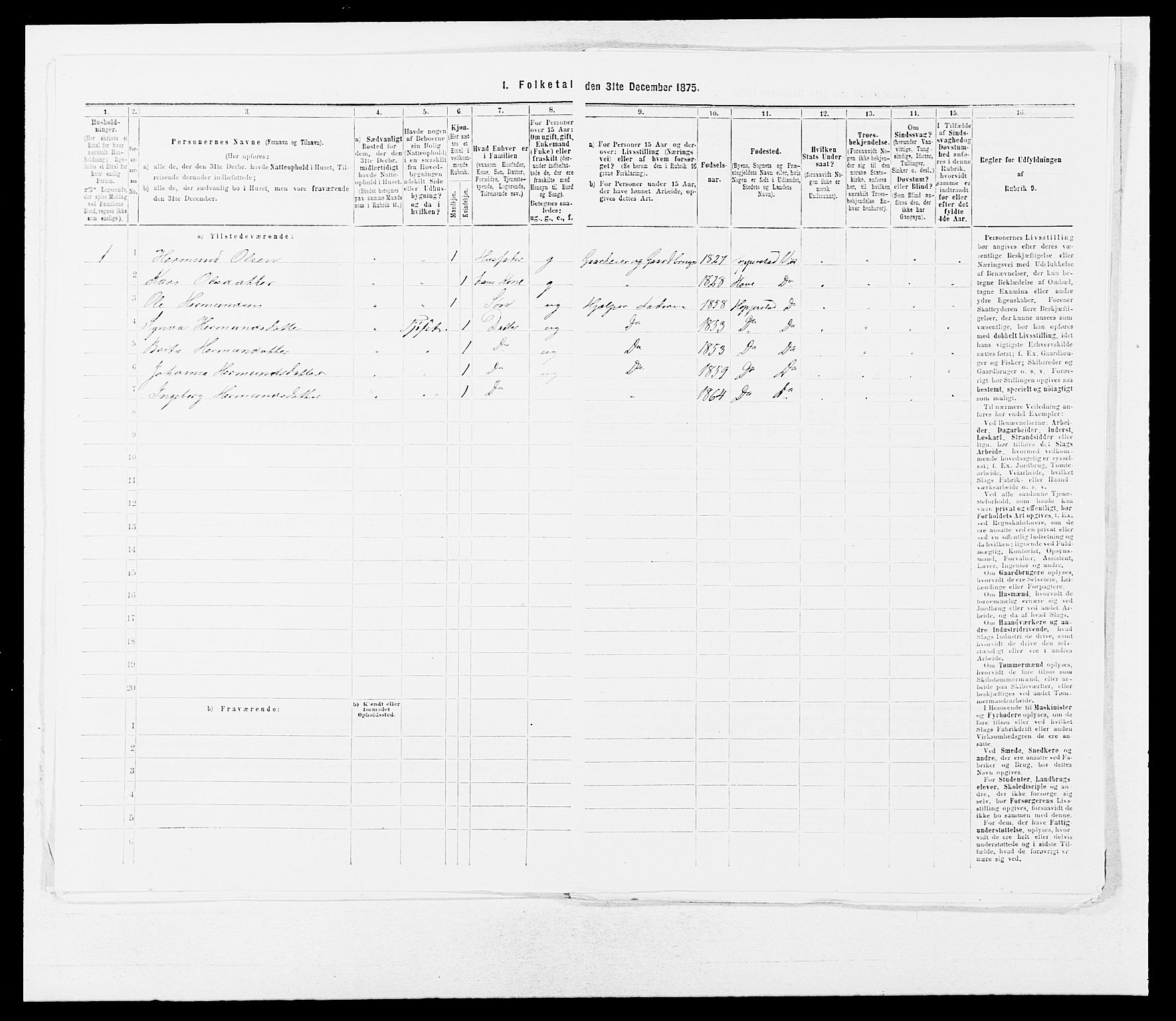 SAB, 1875 census for 1417P Vik, 1875, p. 391