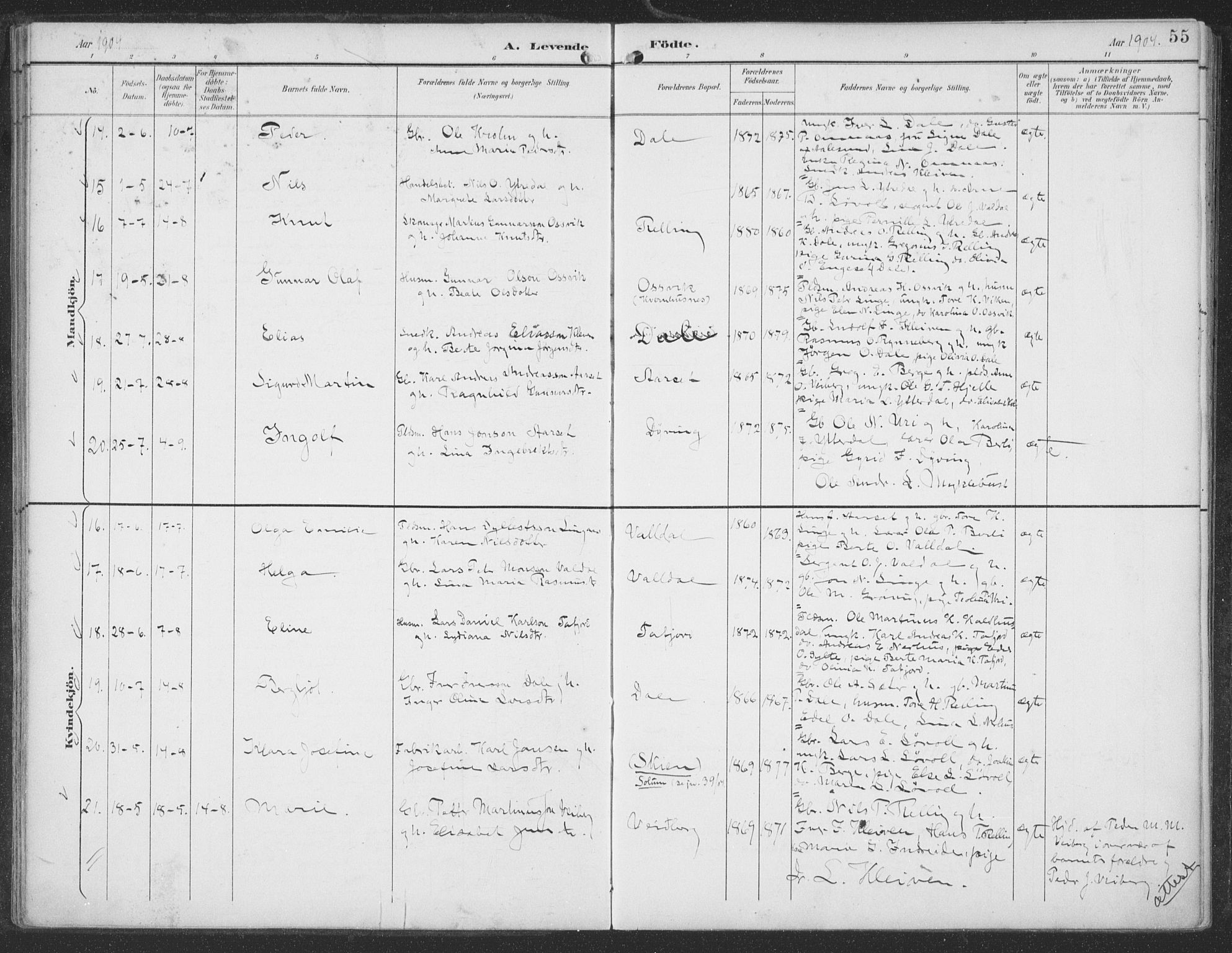Ministerialprotokoller, klokkerbøker og fødselsregistre - Møre og Romsdal, SAT/A-1454/519/L0256: Parish register (official) no. 519A15, 1895-1912, p. 55
