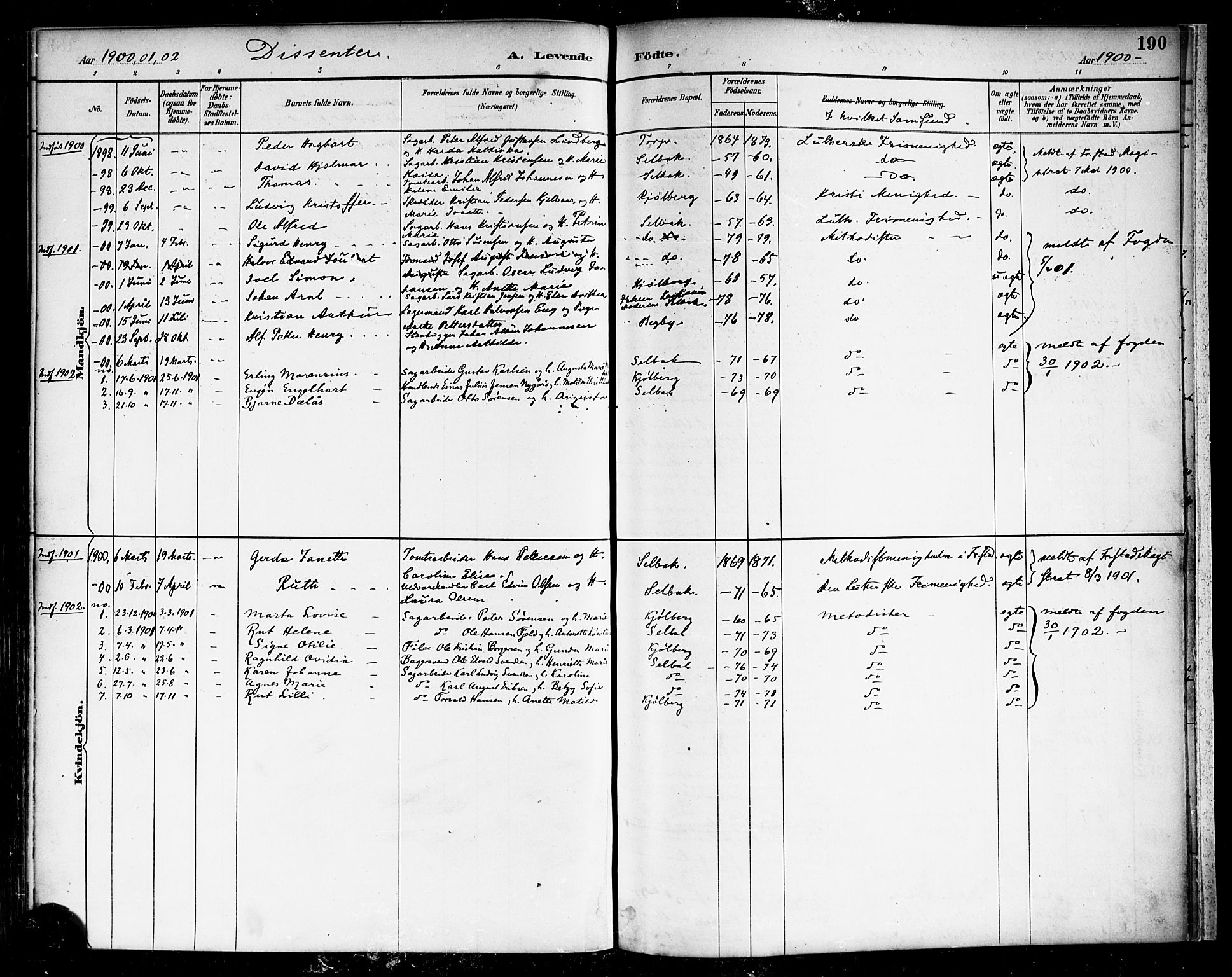 Borge prestekontor Kirkebøker, SAO/A-10903/F/Fa/L0008: Parish register (official) no. I 8A, 1887-1902, p. 190