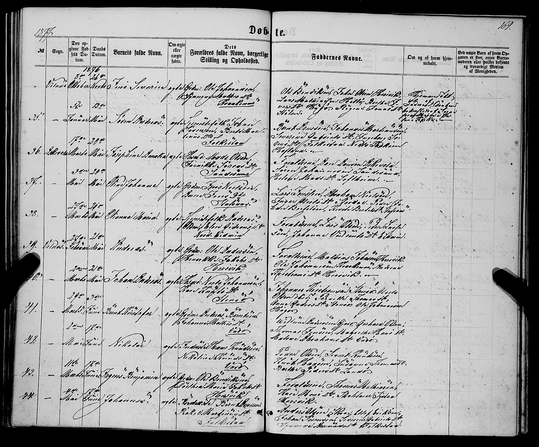 Askvoll sokneprestembete, SAB/A-79501/H/Haa/Haaa/L0012: Parish register (official) no. A 12, 1859-1878, p. 169