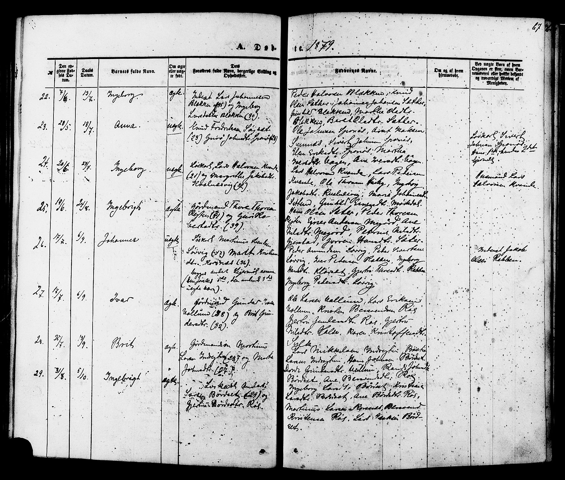 Ministerialprotokoller, klokkerbøker og fødselsregistre - Møre og Romsdal, AV/SAT-A-1454/576/L0884: Parish register (official) no. 576A02, 1865-1879, p. 67