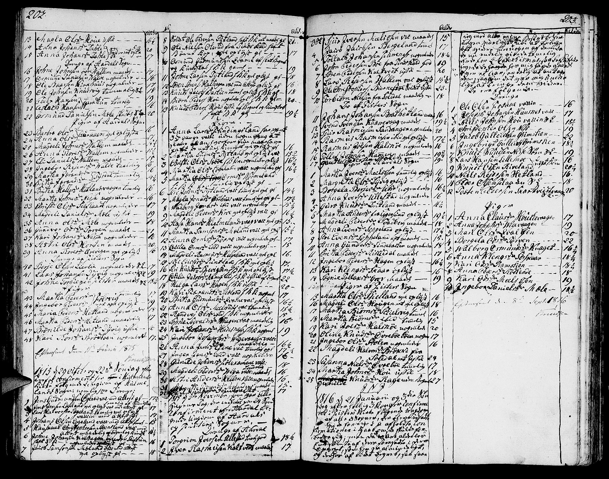Hjelmeland sokneprestkontor, SAST/A-101843/01/IV/L0002: Parish register (official) no. A 2, 1799-1816, p. 202-203