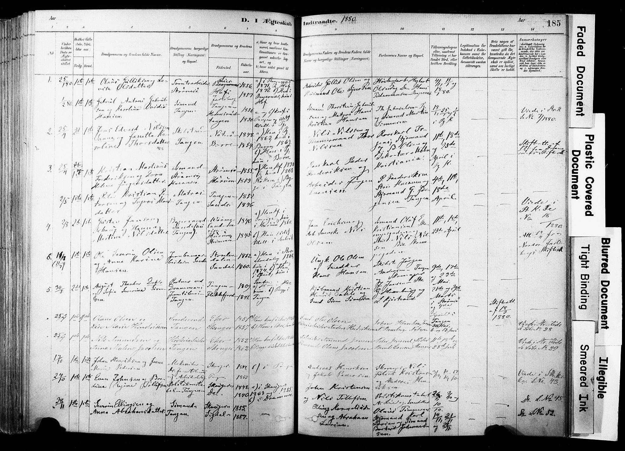 Strømsø kirkebøker, AV/SAKO-A-246/F/Fb/L0006: Parish register (official) no. II 6, 1879-1910, p. 185