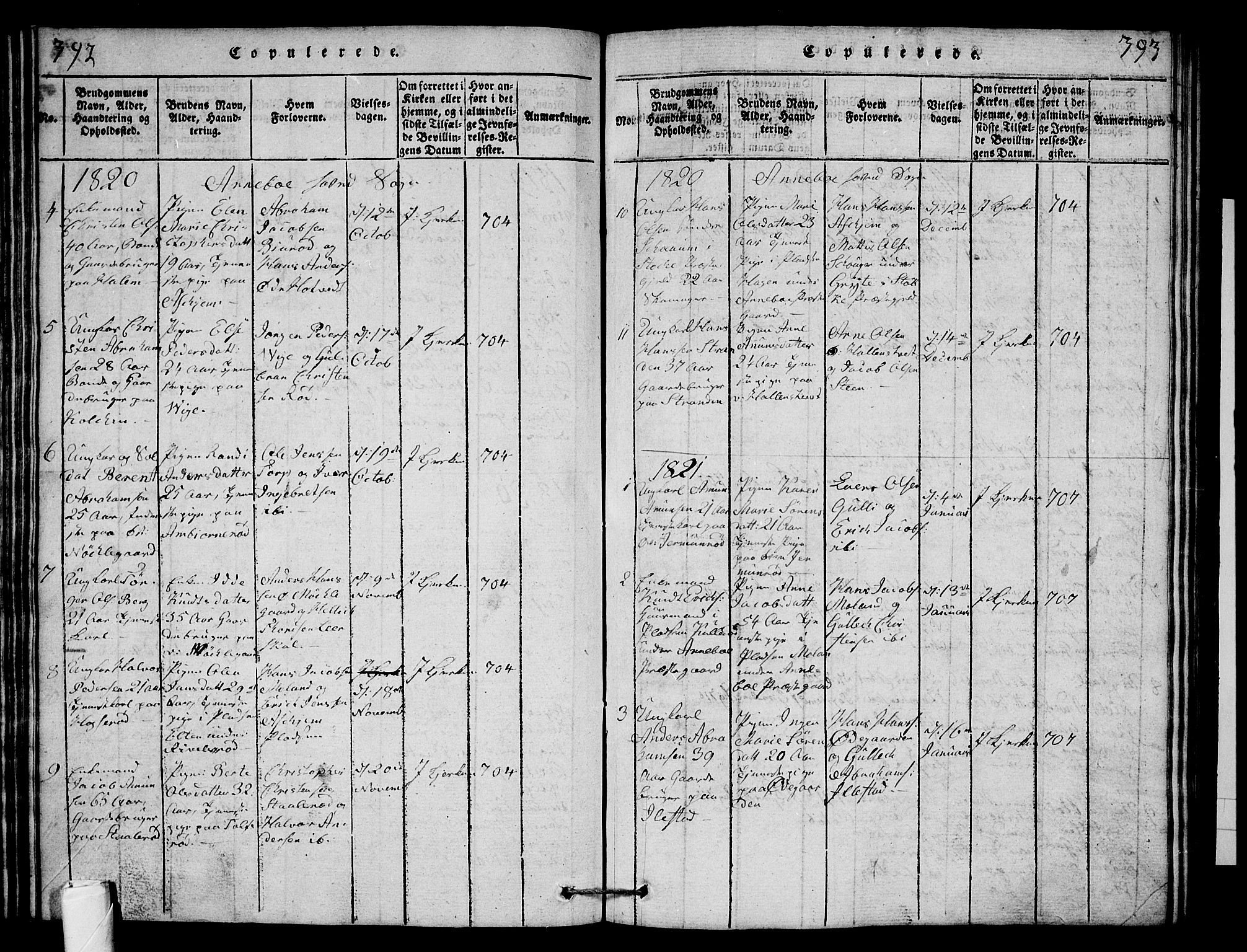 Andebu kirkebøker, AV/SAKO-A-336/G/Ga/L0001: Parish register (copy) no. I 1 /1, 1815-1823, p. 392-393