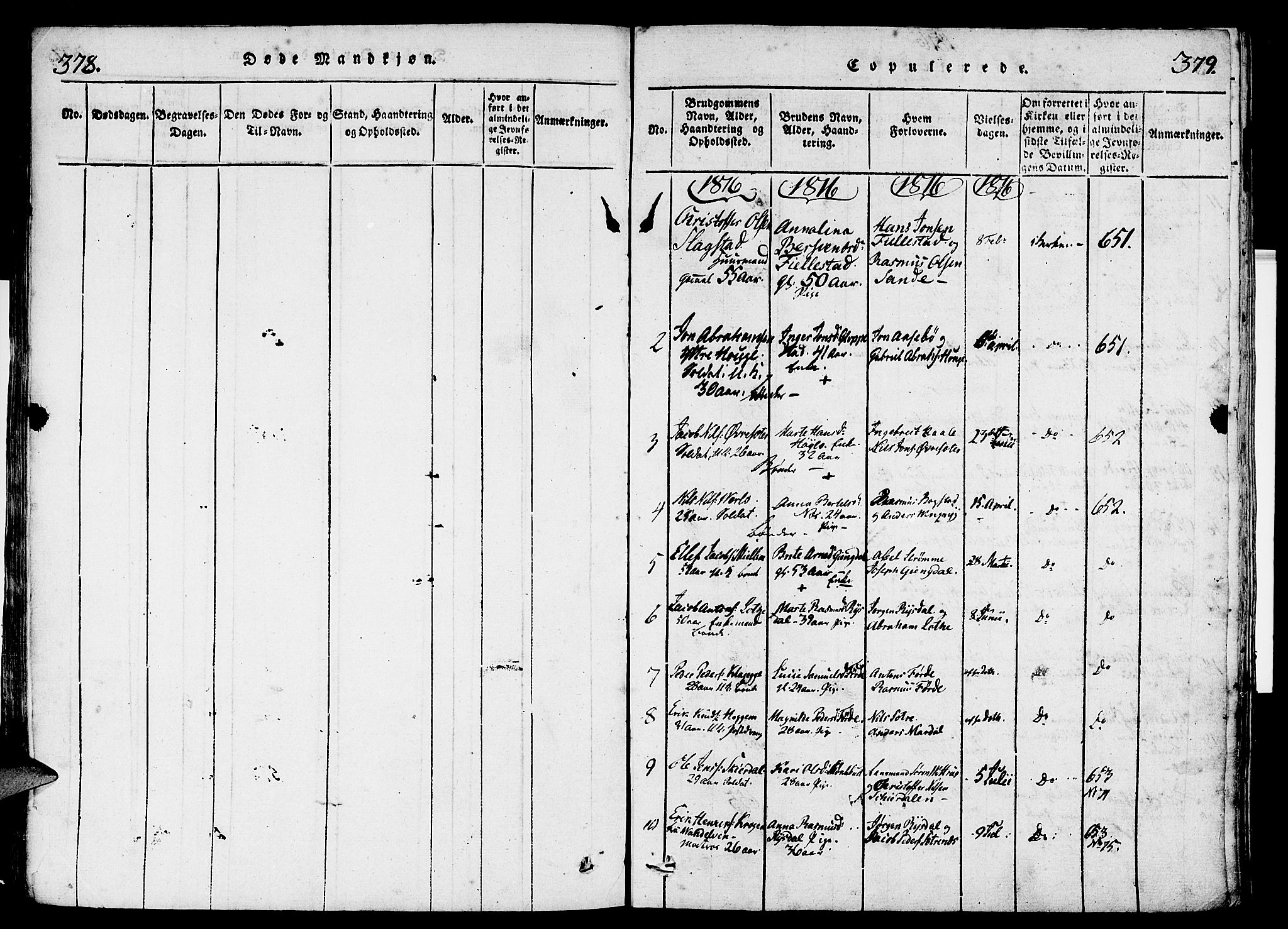 Gloppen sokneprestembete, SAB/A-80101/H/Haa/Haaa/L0006: Parish register (official) no. A 6, 1816-1826, p. 378-379