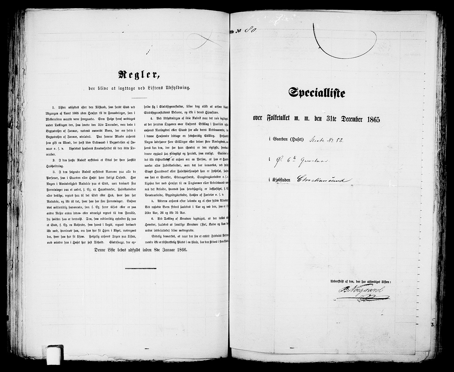 RA, 1865 census for Kristiansand, 1865, p. 174