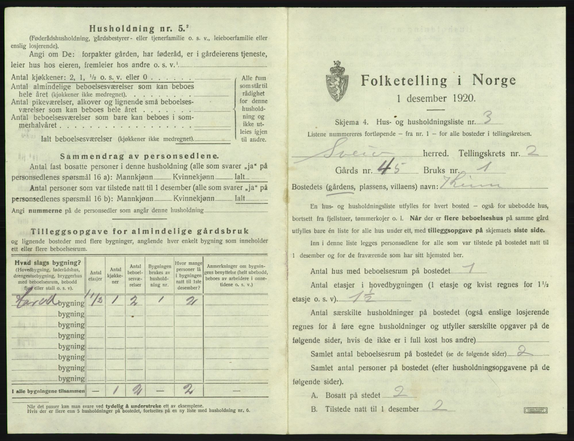 SAB, 1920 census for Sveio, 1920, p. 121