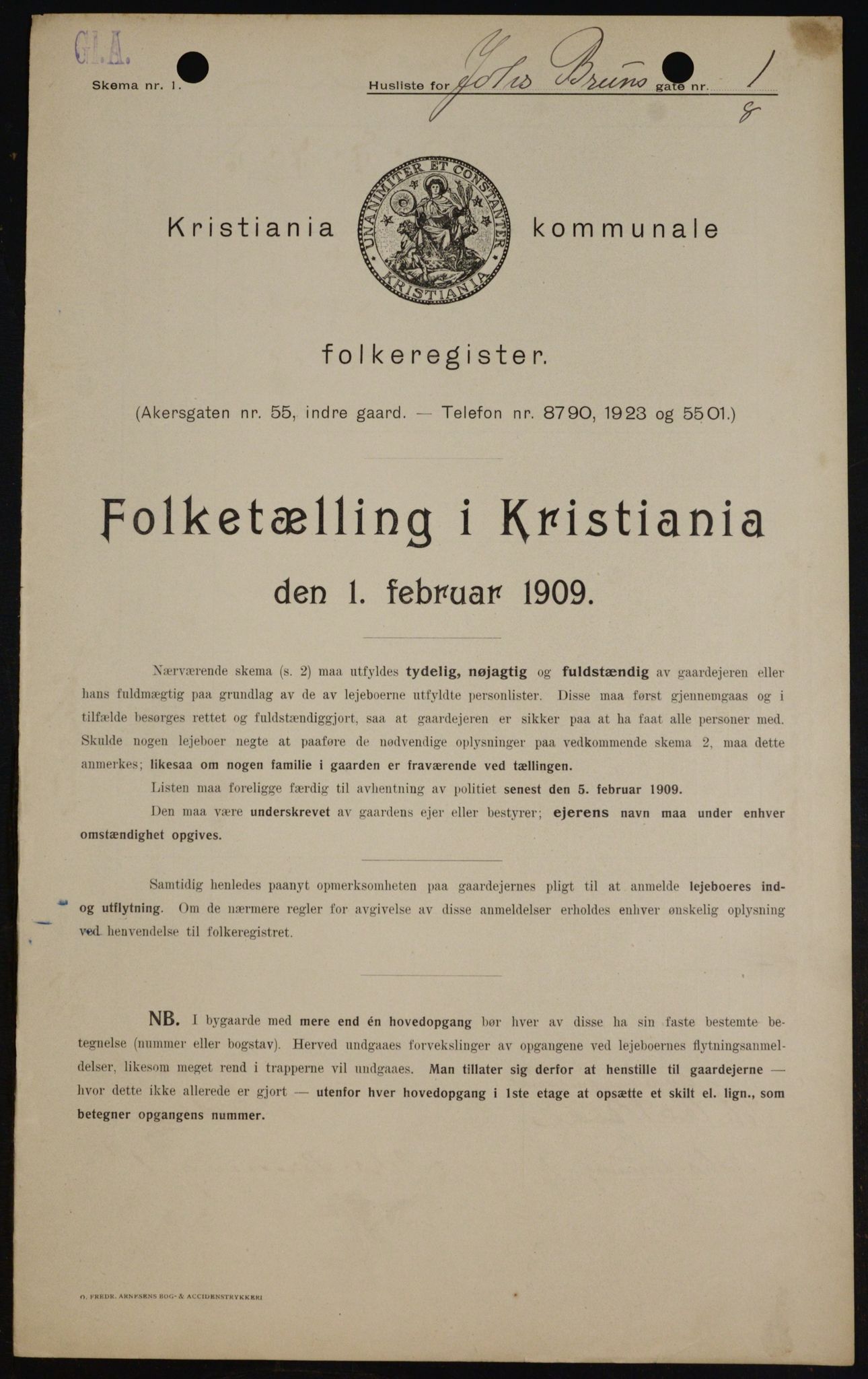 OBA, Municipal Census 1909 for Kristiania, 1909, p. 42925