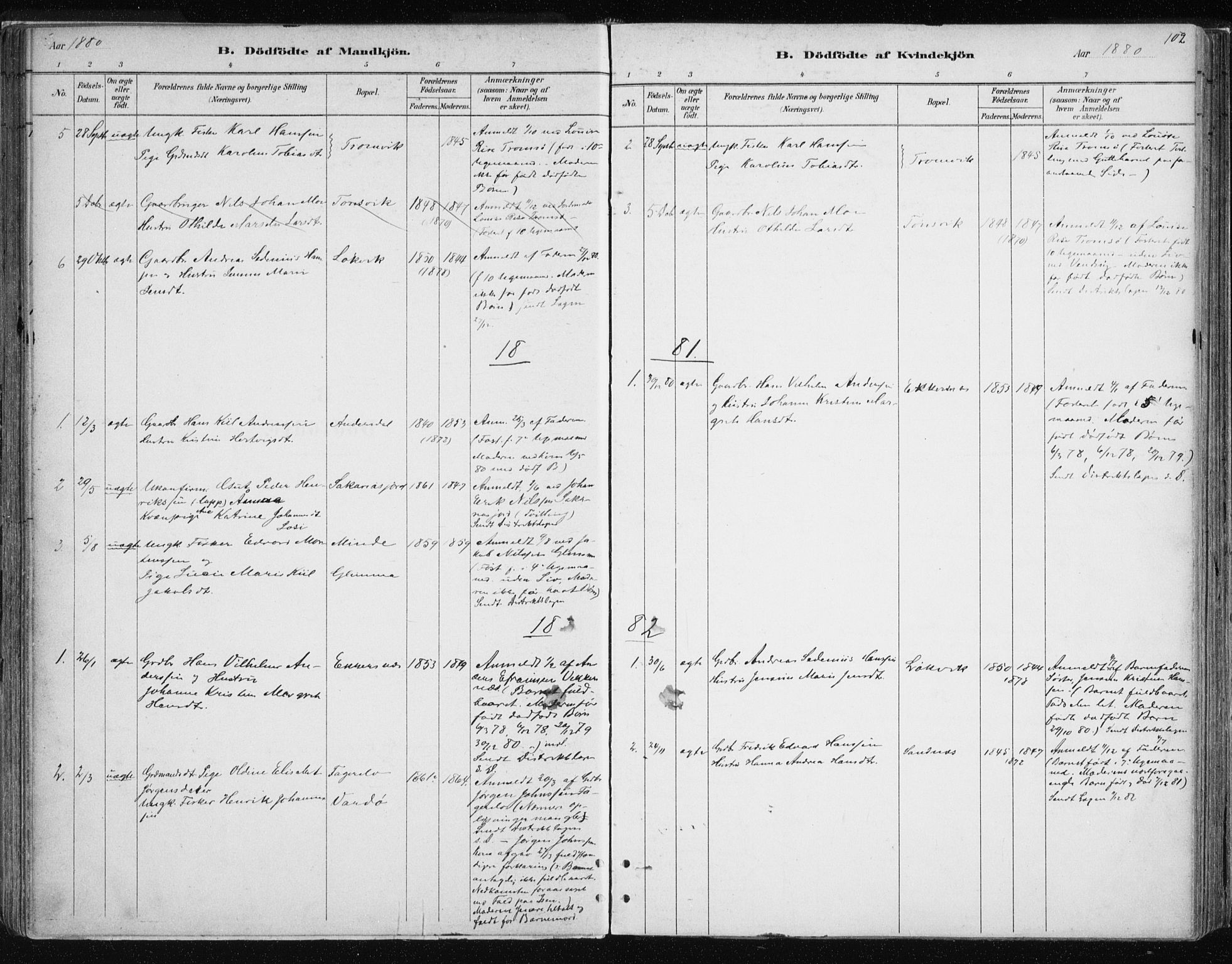 Tromsøysund sokneprestkontor, SATØ/S-1304/G/Ga/L0004kirke: Parish register (official) no. 4, 1880-1888, p. 102