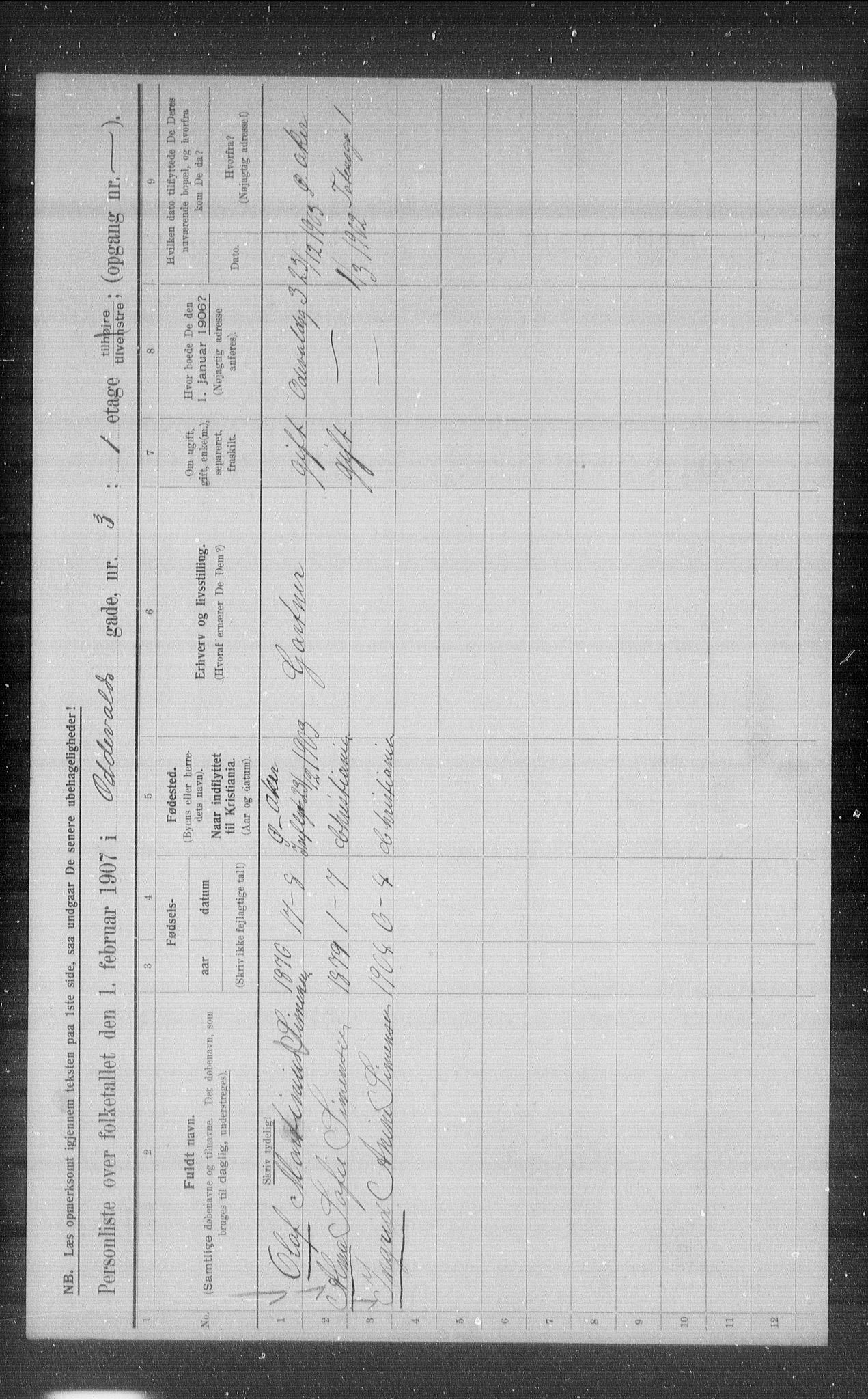 OBA, Municipal Census 1907 for Kristiania, 1907, p. 38194