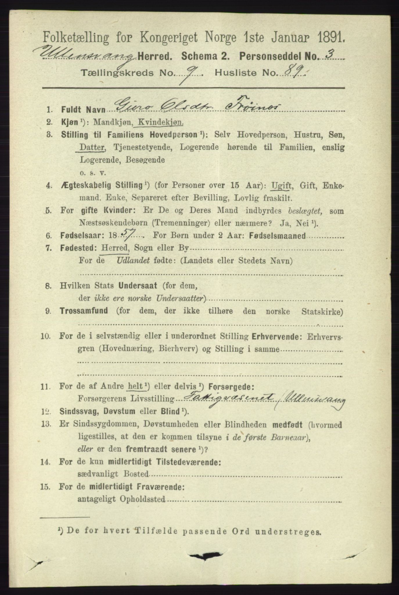 RA, 1891 census for 1230 Ullensvang, 1891, p. 3679