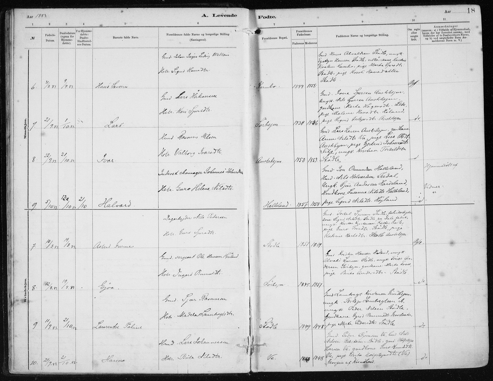 Etne sokneprestembete, AV/SAB-A-75001/H/Haa: Parish register (official) no. B  1, 1879-1919, p. 18