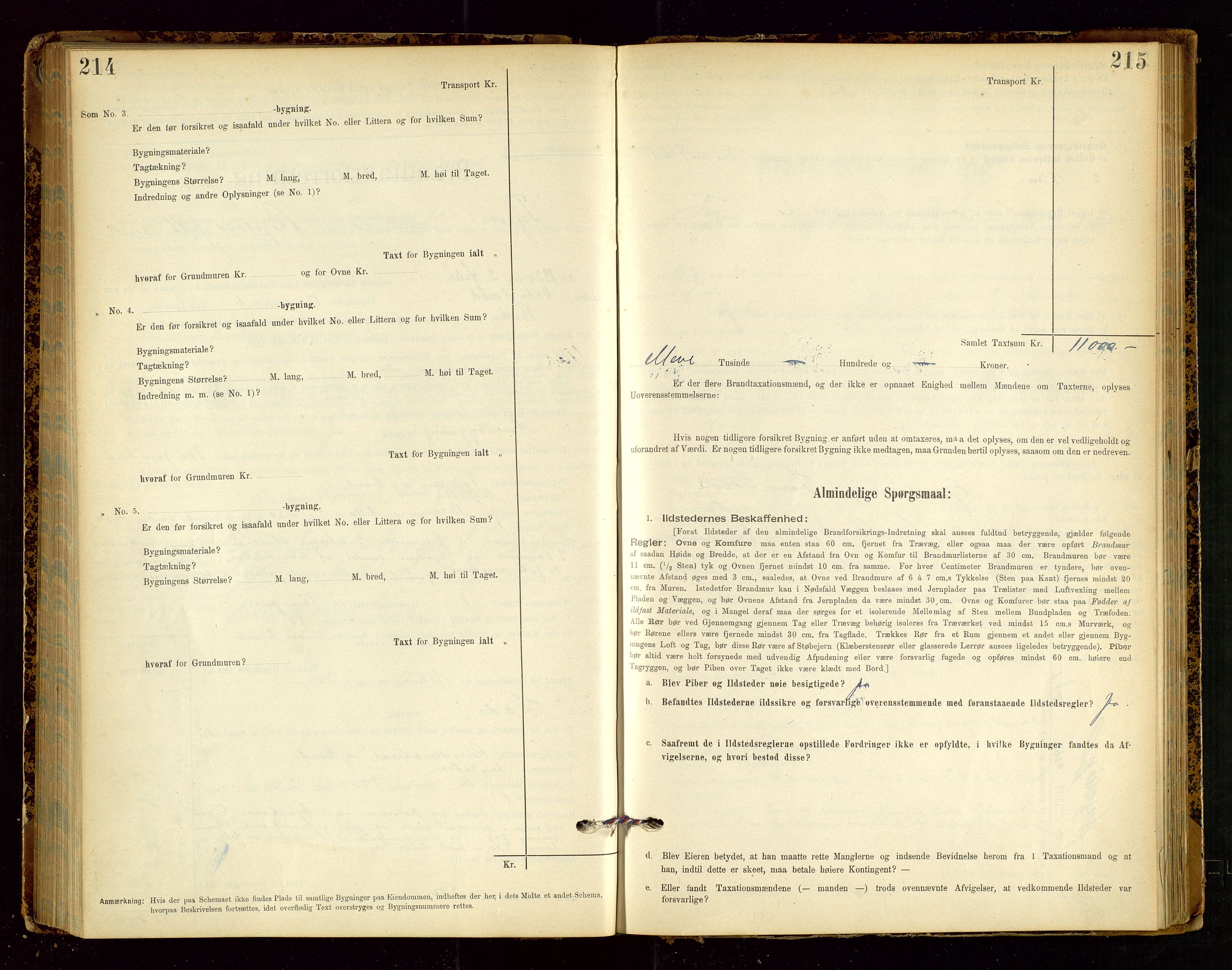 Tysvær lensmannskontor, AV/SAST-A-100192/Gob/L0002: "Brandtakstprotokol for Lensmanden i Tysvær", 1901-1932, p. 214-215