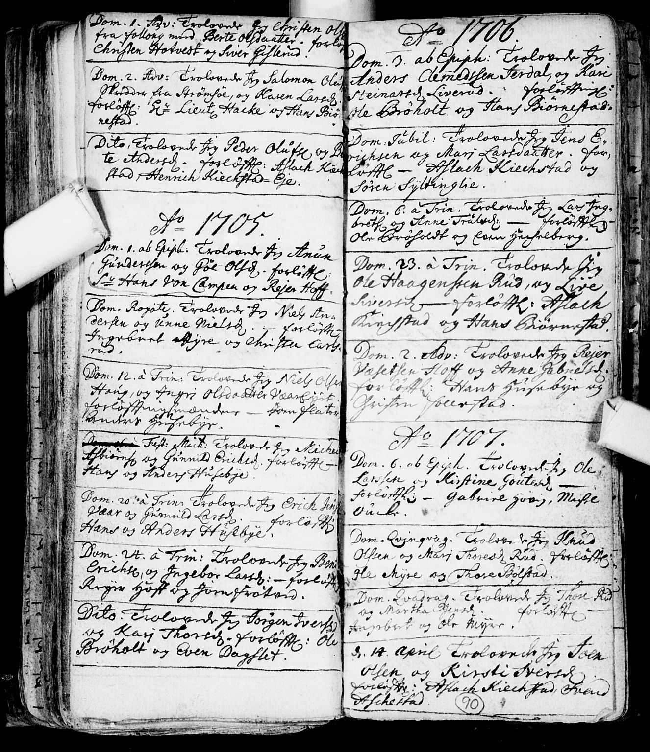 Røyken kirkebøker, AV/SAKO-A-241/F/Fa/L0001: Parish register (official) no. 1, 1701-1730, p. 90