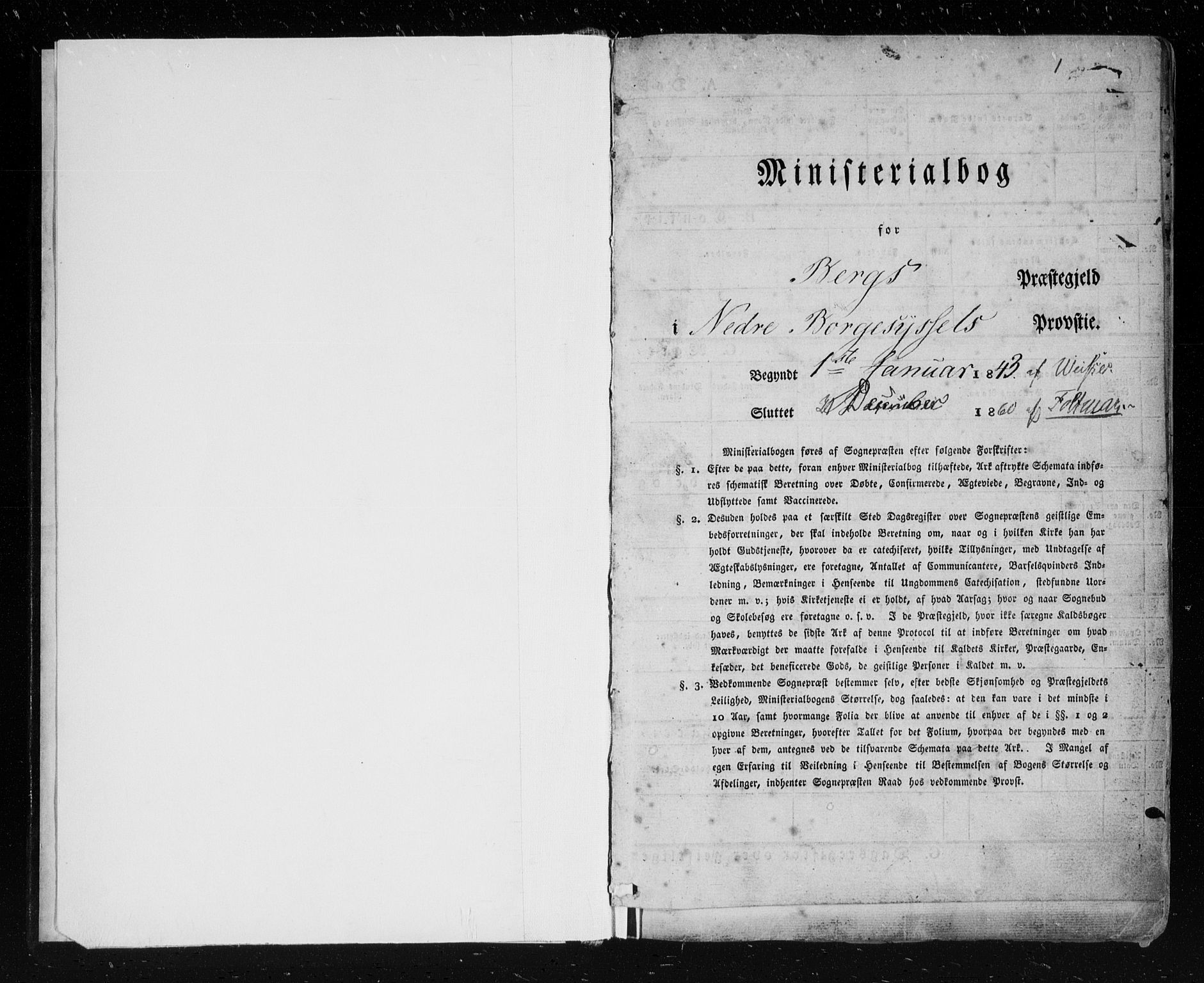 Berg prestekontor Kirkebøker, AV/SAO-A-10902/F/Fa/L0004: Parish register (official) no. I 4, 1843-1860, p. 1