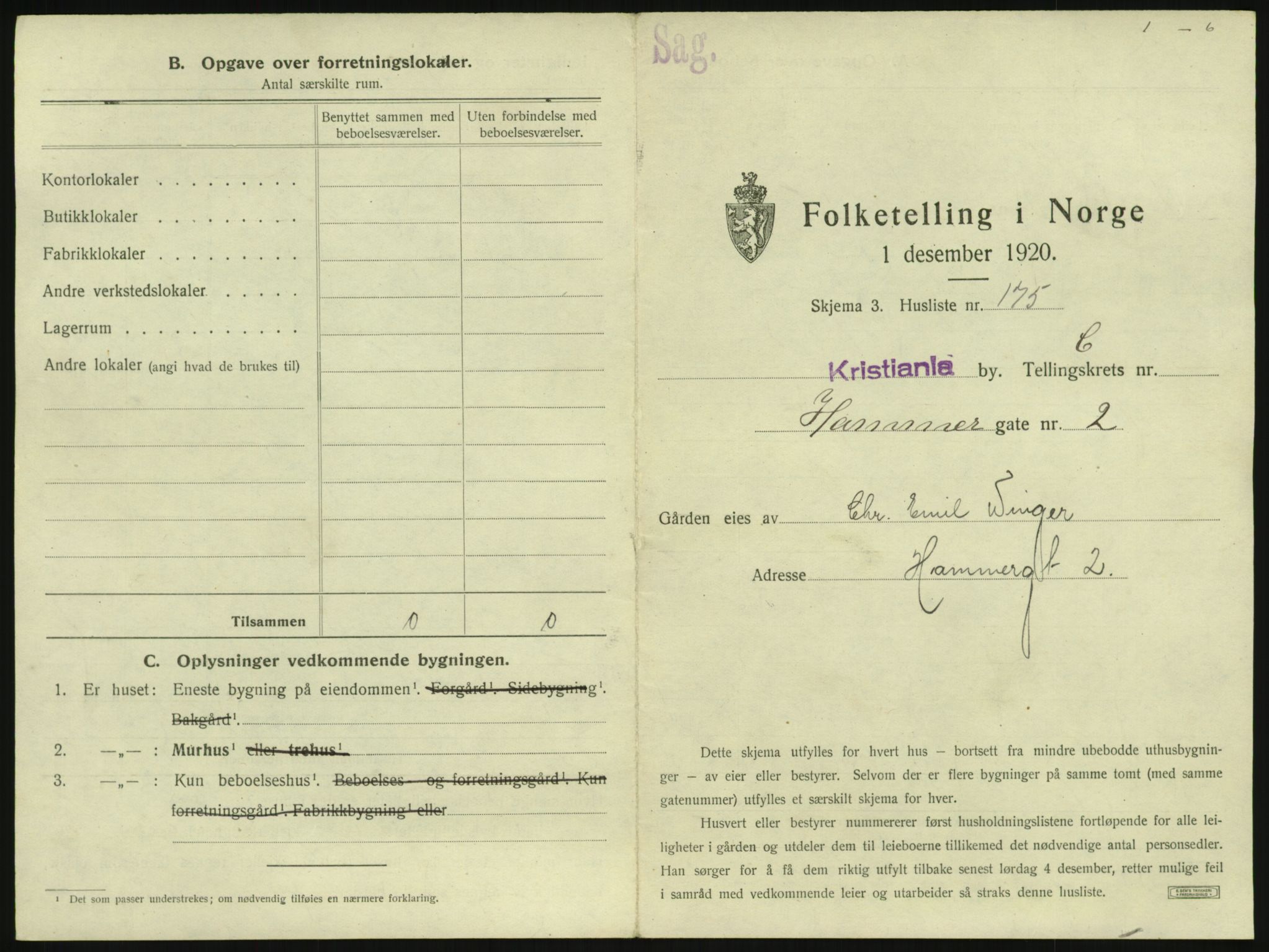 SAO, 1920 census for Kristiania, 1920, p. 34408