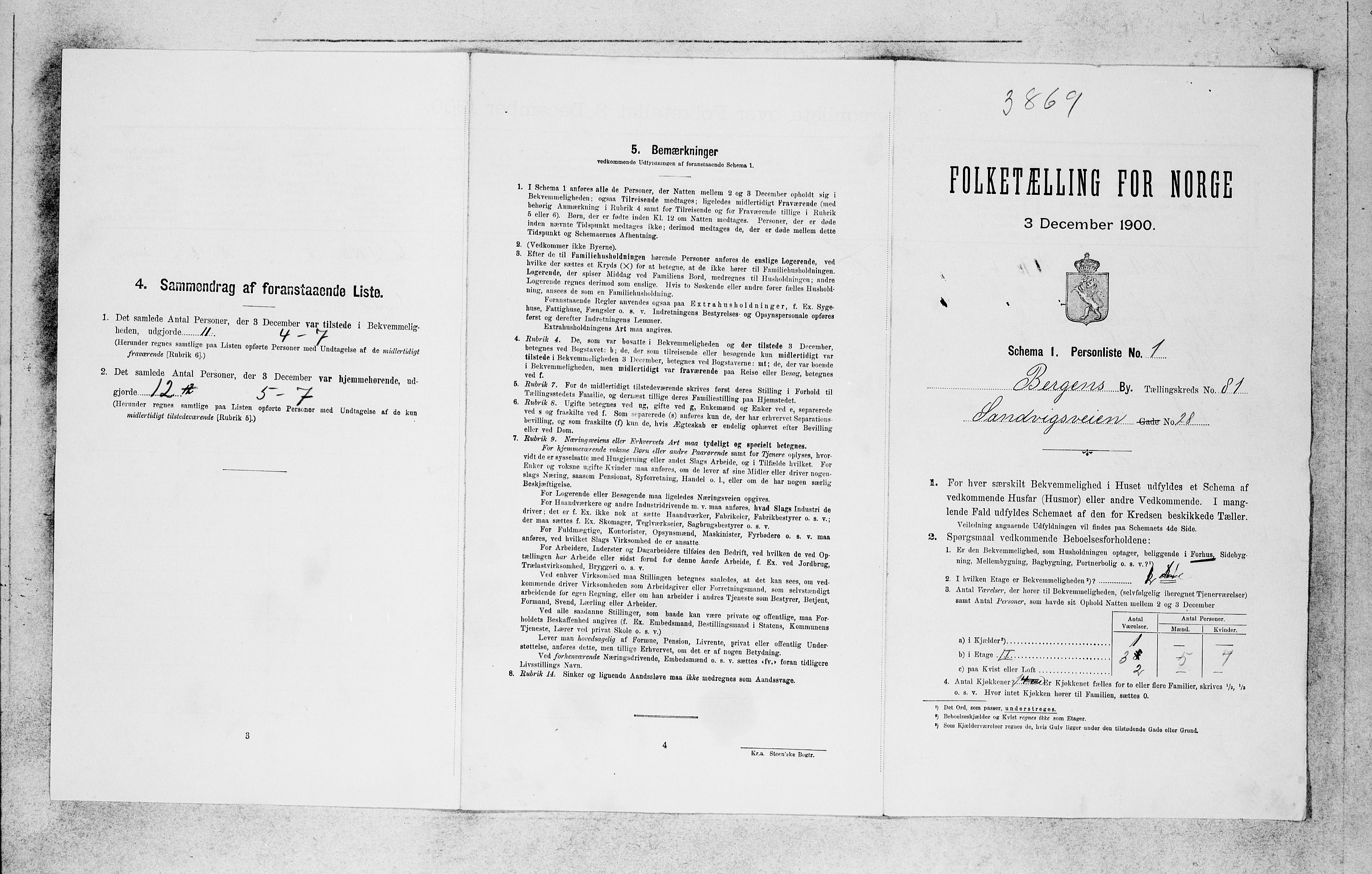 SAB, 1900 census for Bergen, 1900, p. 16664