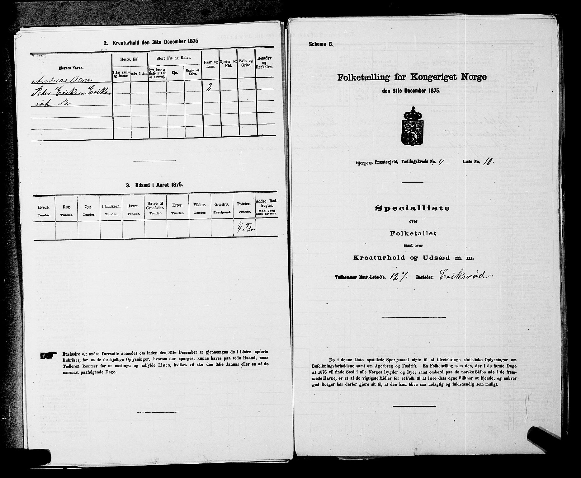 SAKO, 1875 census for 0812P Gjerpen, 1875, p. 489