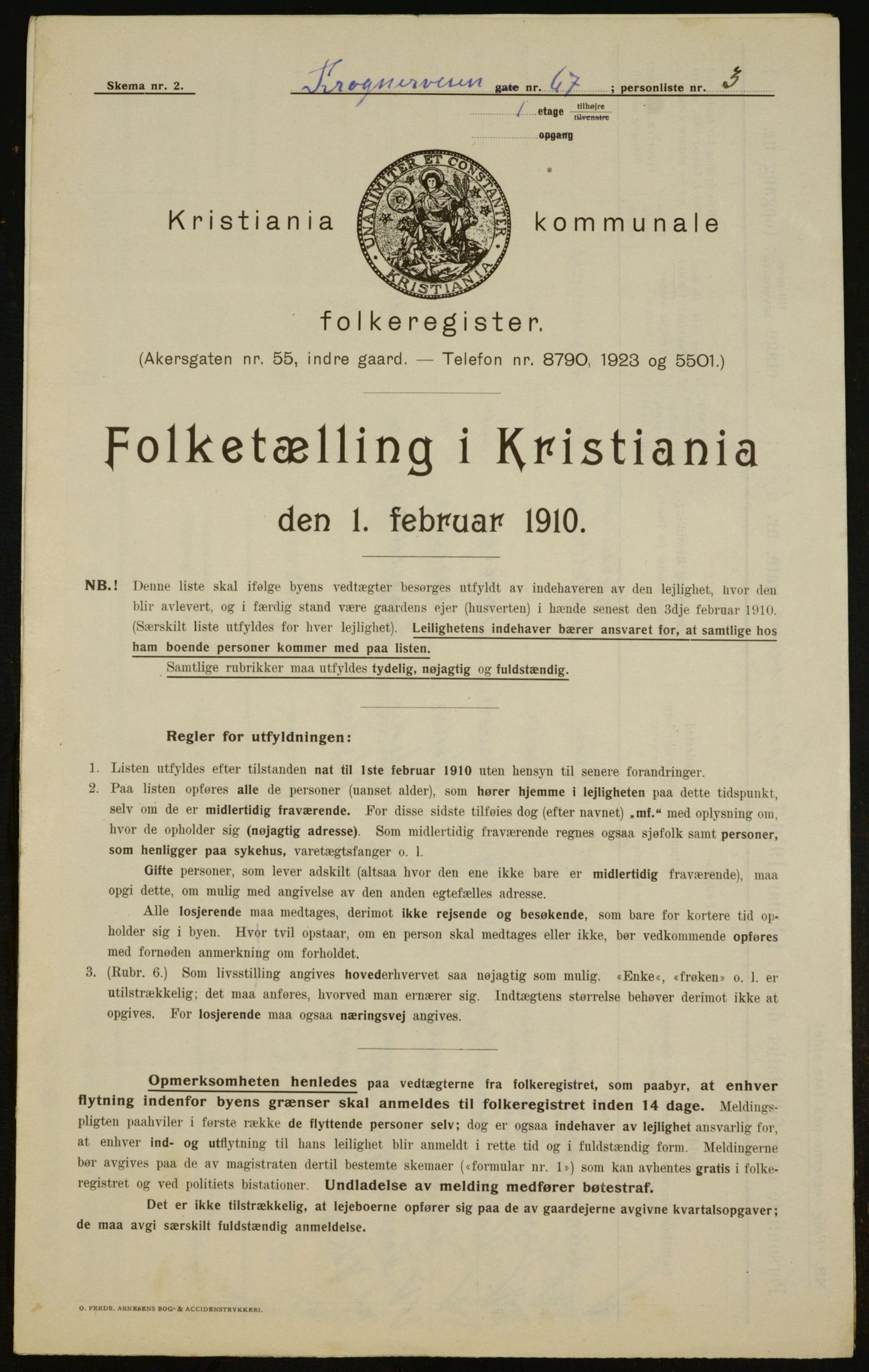 OBA, Municipal Census 1910 for Kristiania, 1910, p. 26164