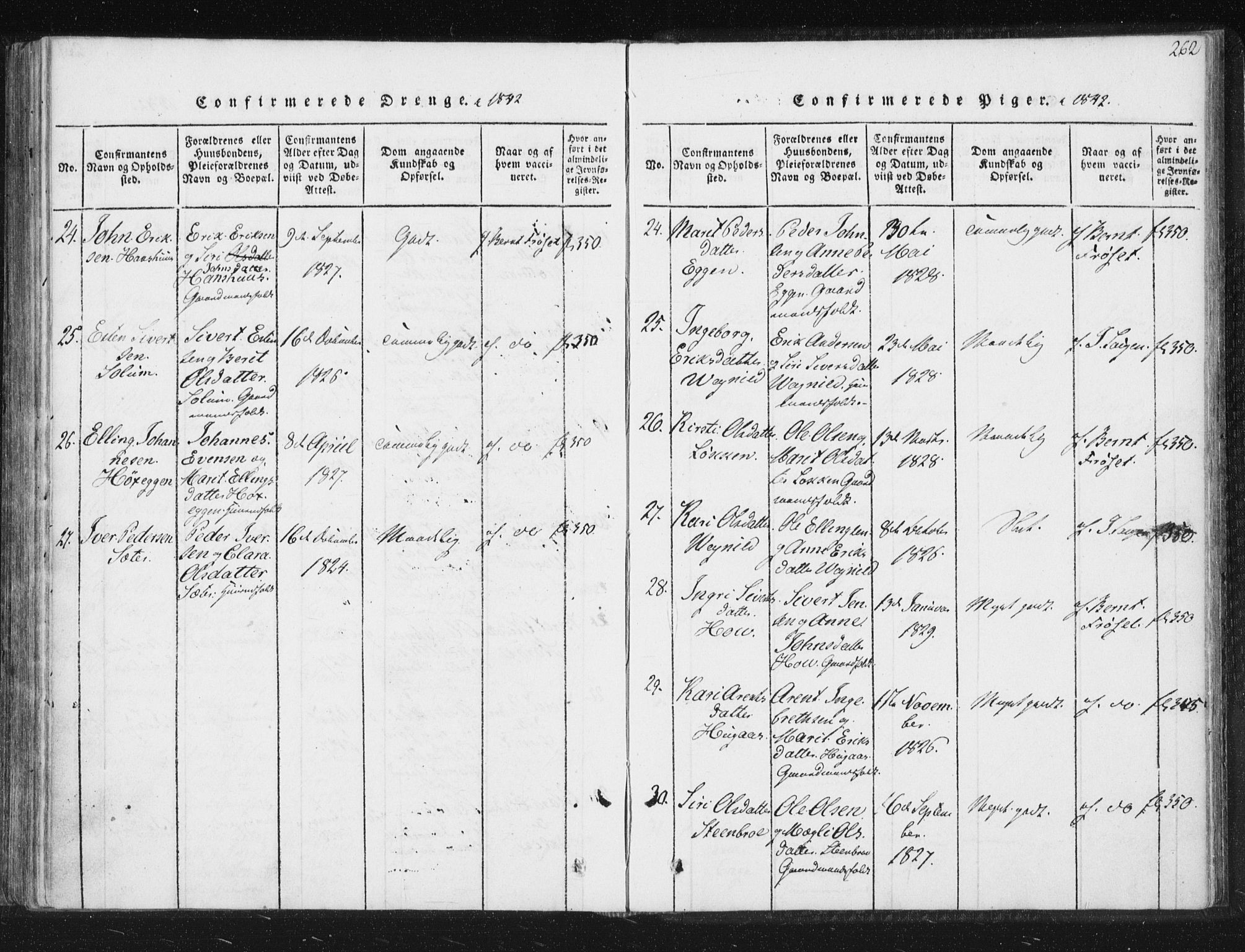 Ministerialprotokoller, klokkerbøker og fødselsregistre - Sør-Trøndelag, AV/SAT-A-1456/689/L1037: Parish register (official) no. 689A02, 1816-1842, p. 262