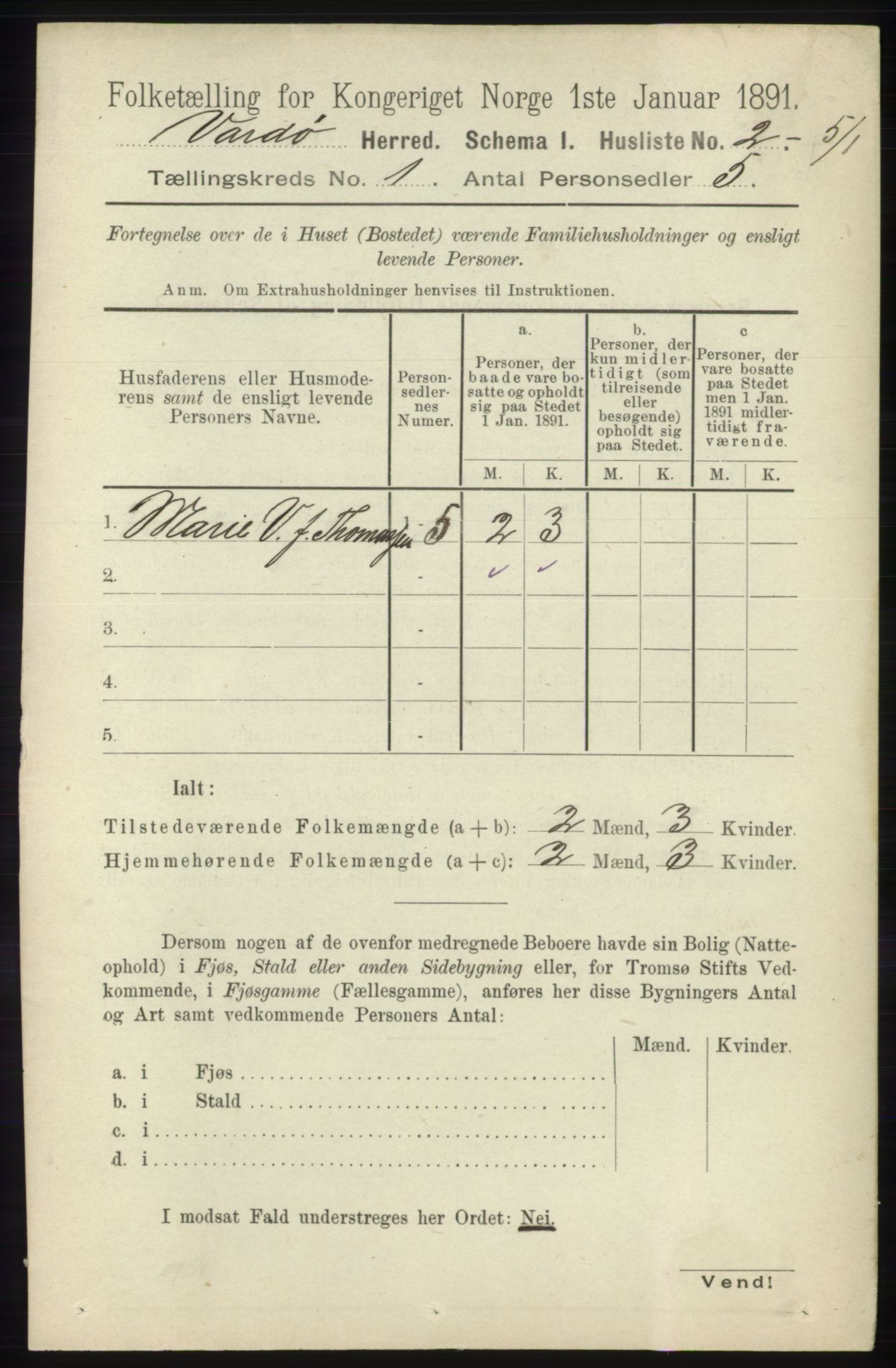 RA, 1891 census for 2028 Vardø, 1891, p. 17