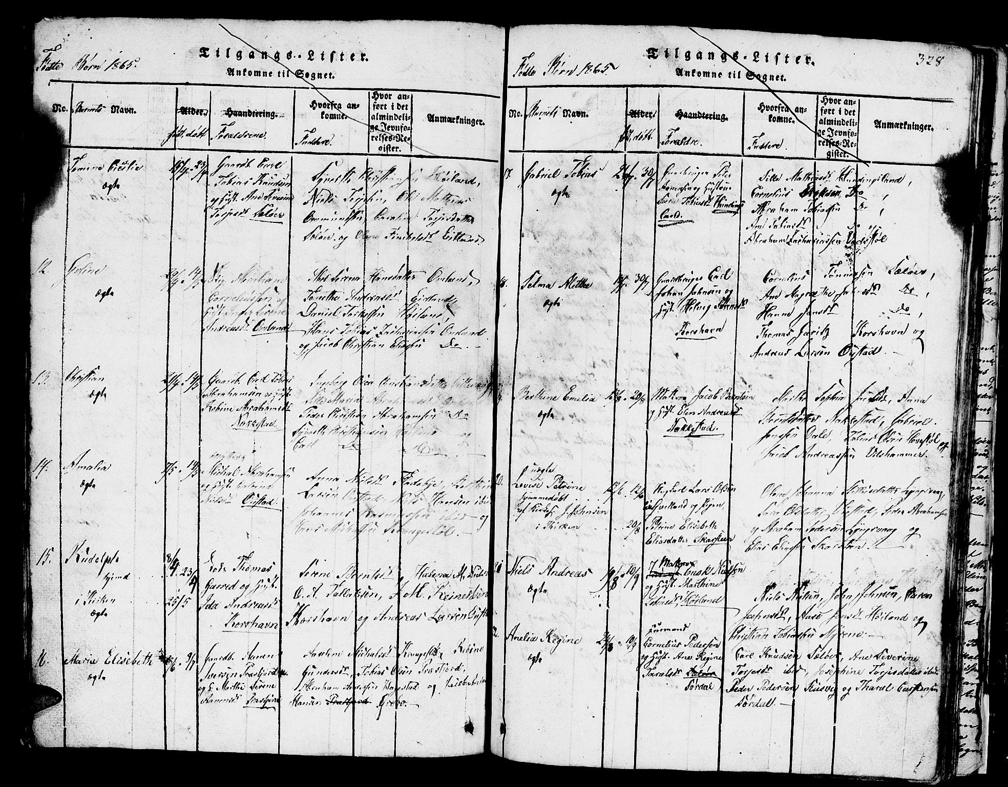 Lyngdal sokneprestkontor, AV/SAK-1111-0029/F/Fb/Fba/L0001: Parish register (copy) no. B 1, 1816-1876, p. 328