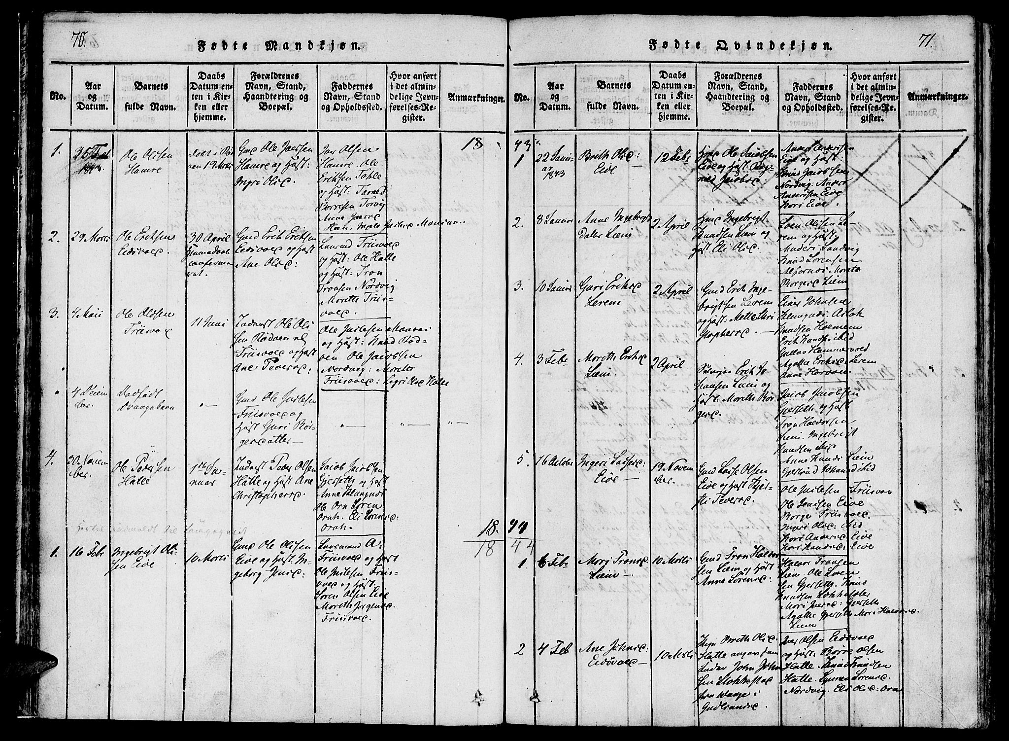 Ministerialprotokoller, klokkerbøker og fødselsregistre - Møre og Romsdal, AV/SAT-A-1454/542/L0551: Parish register (official) no. 542A01, 1818-1853, p. 70-71