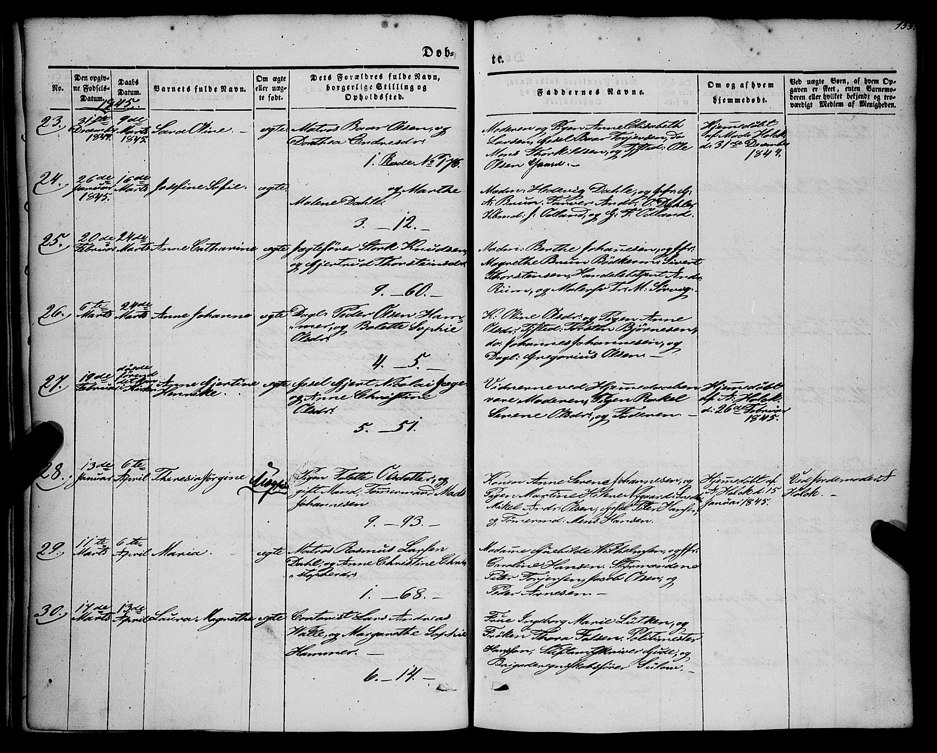 Nykirken Sokneprestembete, AV/SAB-A-77101/H/Haa/L0014: Parish register (official) no. B 1, 1844-1858, p. 155