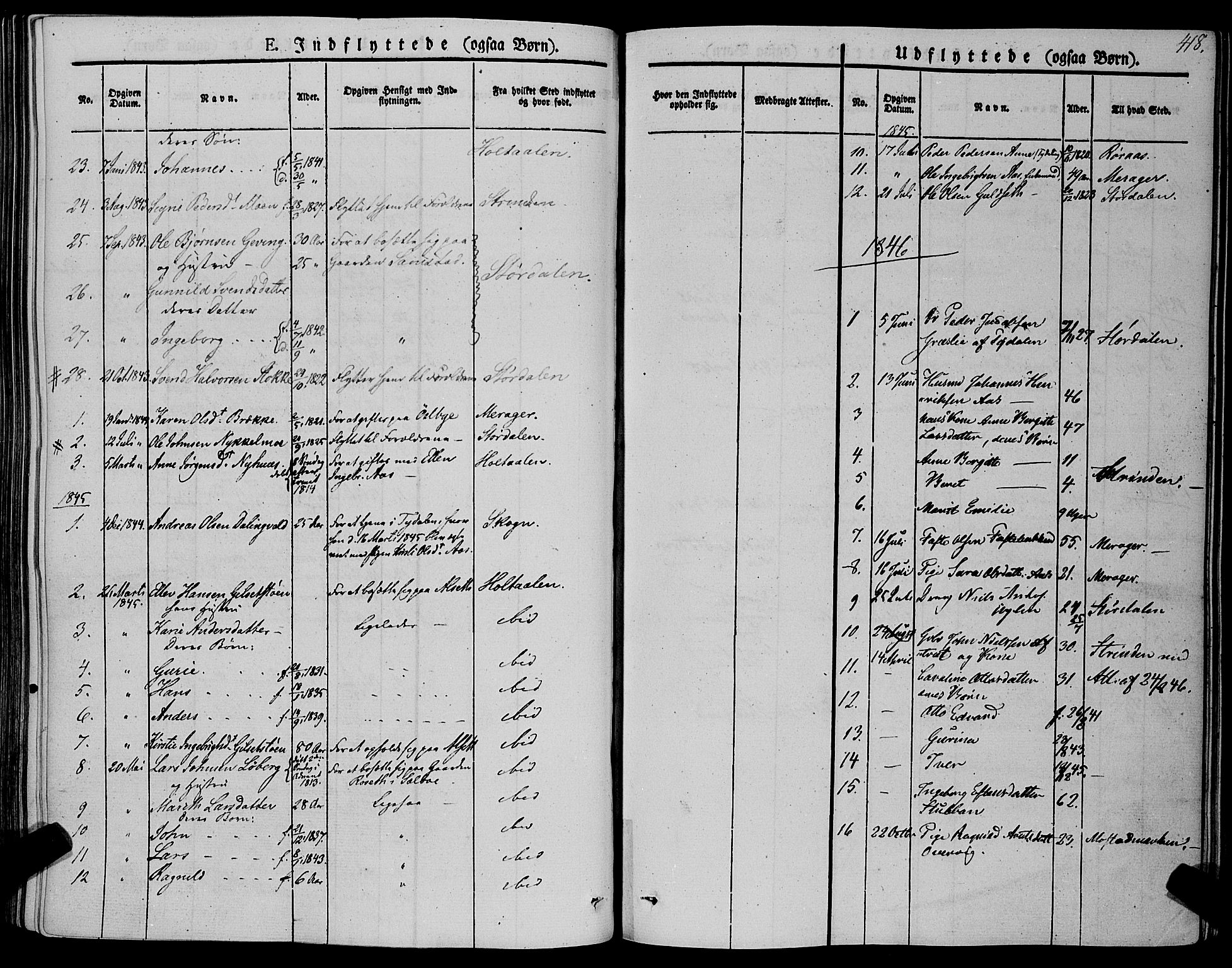 Ministerialprotokoller, klokkerbøker og fødselsregistre - Sør-Trøndelag, SAT/A-1456/695/L1145: Parish register (official) no. 695A06 /1, 1843-1859, p. 418