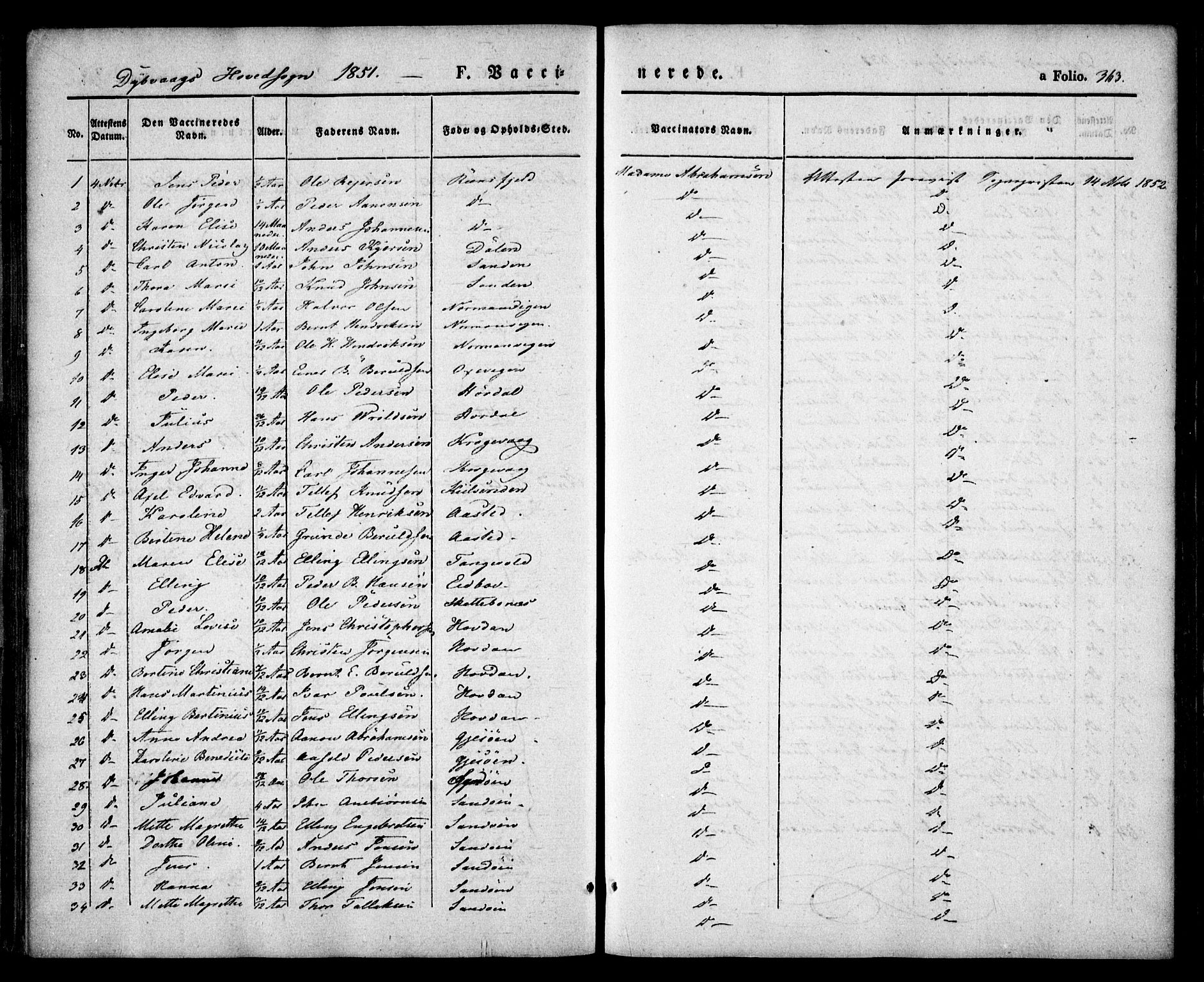 Dypvåg sokneprestkontor, AV/SAK-1111-0007/F/Fa/Faa/L0005: Parish register (official) no. A 5, 1841-1854, p. 363