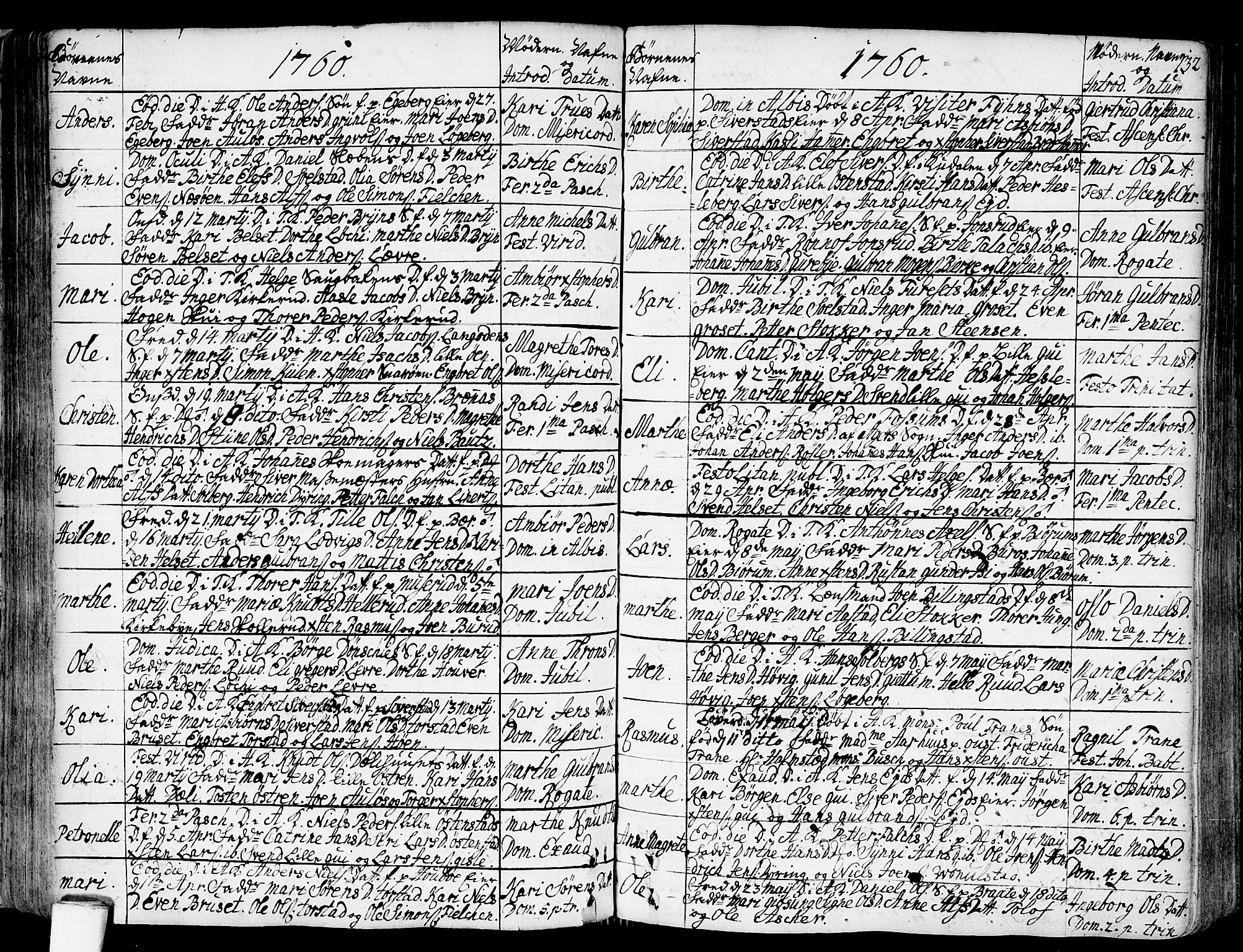 Asker prestekontor Kirkebøker, AV/SAO-A-10256a/F/Fa/L0002: Parish register (official) no. I 2, 1733-1766, p. 132