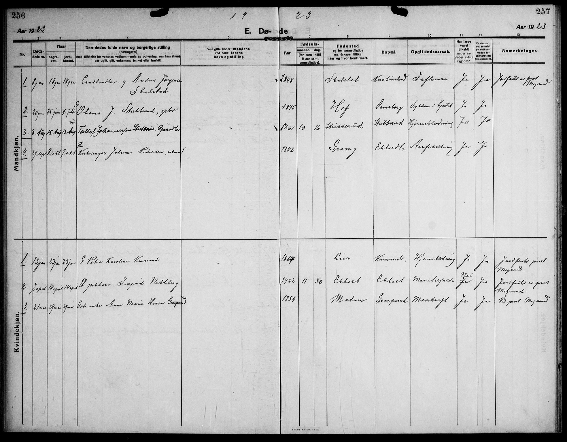 Skoger kirkebøker, SAKO/A-59/F/Fb/L0002: Parish register (official) no. II 2, 1914-1941, p. 256-257