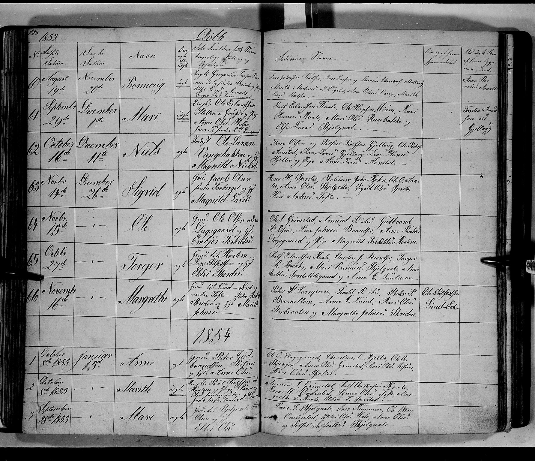 Lom prestekontor, SAH/PREST-070/L/L0004: Parish register (copy) no. 4, 1845-1864, p. 128-129