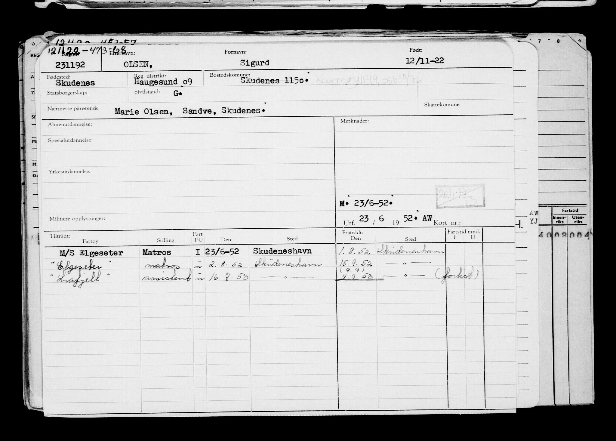 Direktoratet for sjømenn, AV/RA-S-3545/G/Gb/L0212: Hovedkort, 1922, p. 235